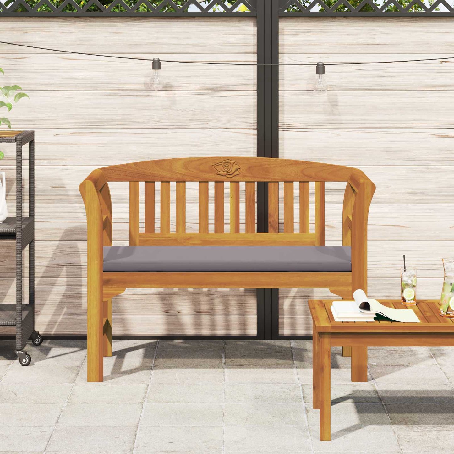 Rosenbank Natur 114 x 46 x 82,5 cm Massivholz Akazie
