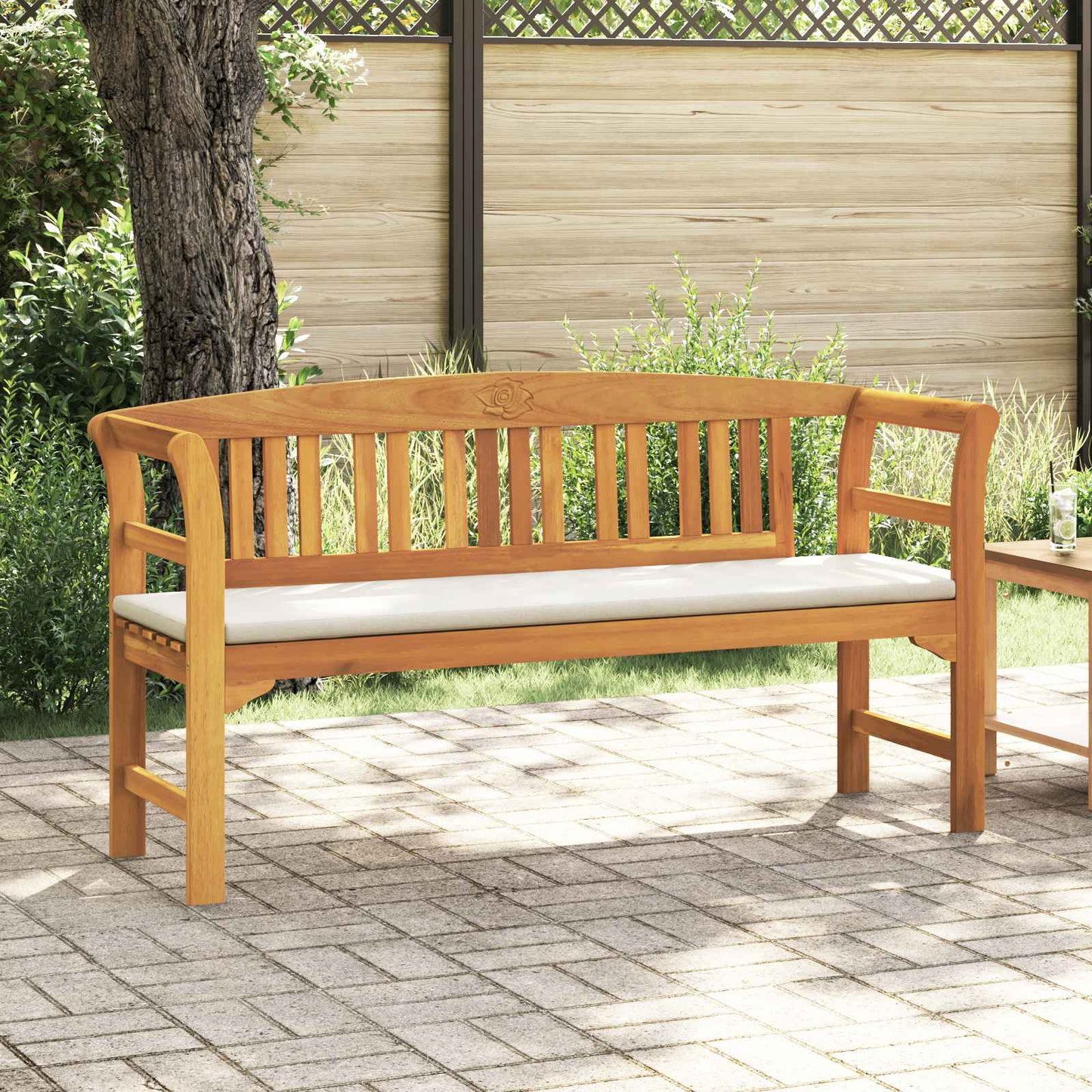 Rosenbank Natur 157 x 46 x 82,5 cm Massivholz Akazie