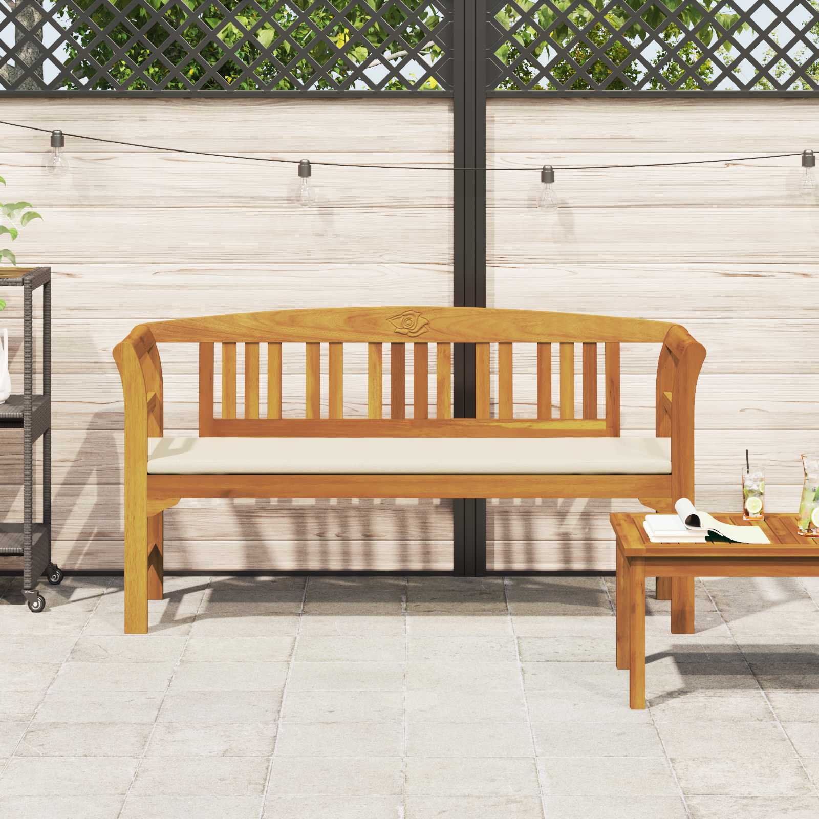 Rosenbank Natur 157 x 46 x 82,5 cm Massivholz Akazie