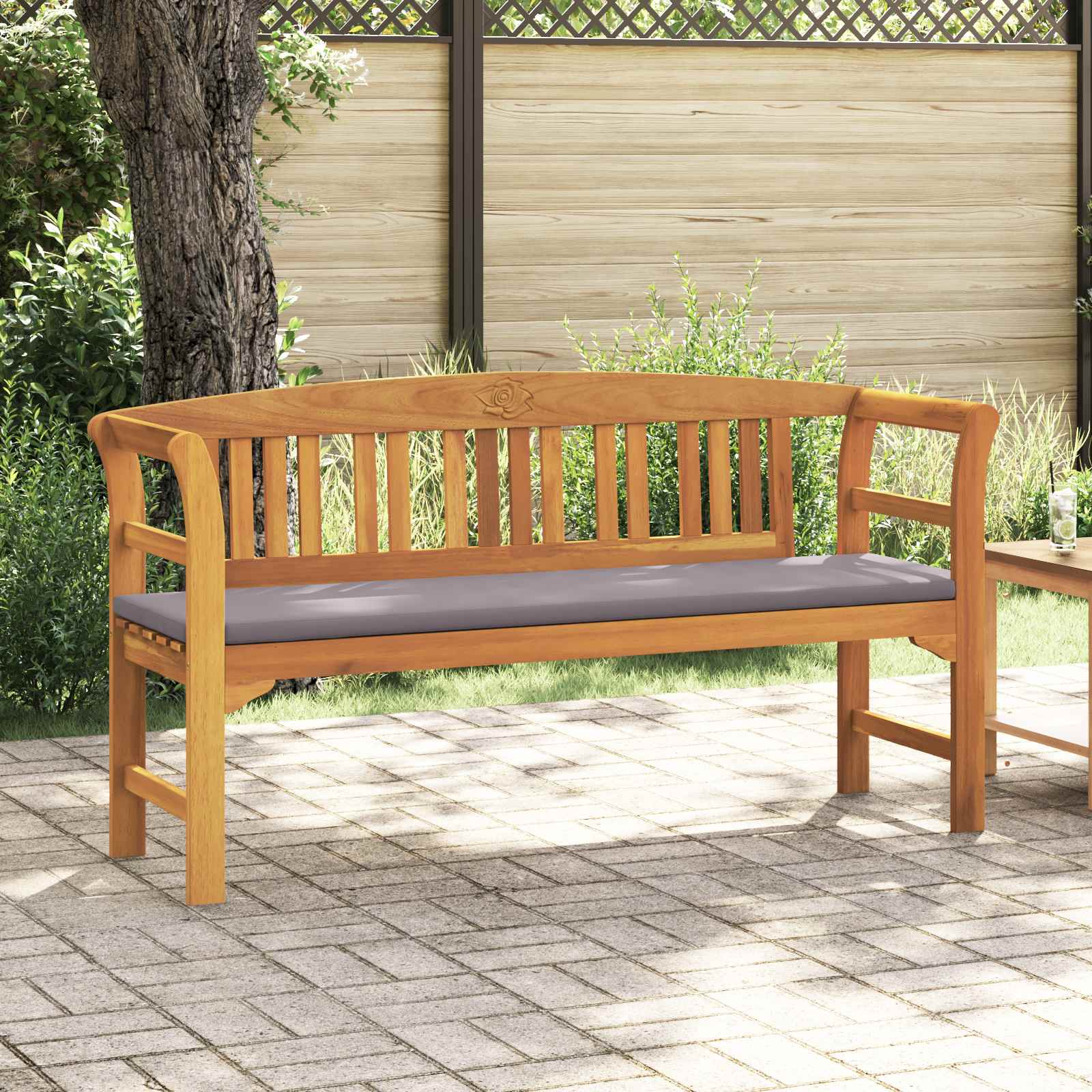 Rosenbank Natur 157 x 46 x 82,5 cm Massivholz Akazie