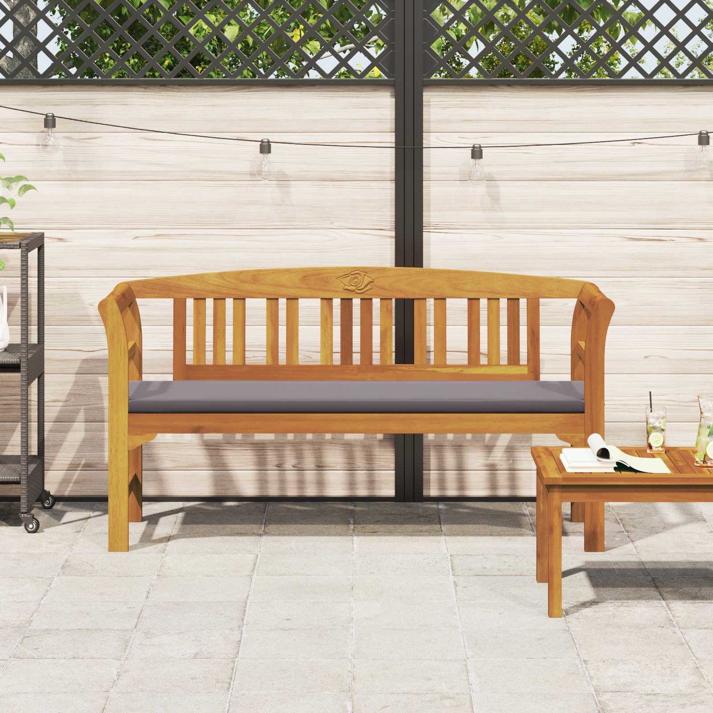 Rosenbank Natur 157 x 46 x 82,5 cm Massivholz Akazie