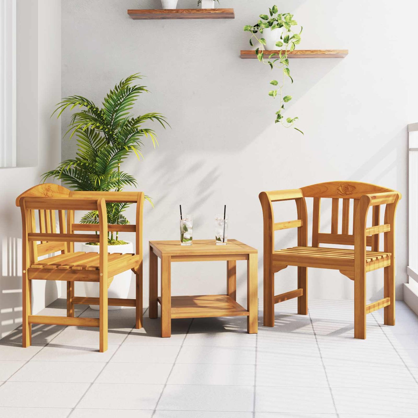 Rosenbank Natur 68,5 x 46 x 82,5 cm Massivholz Akazie