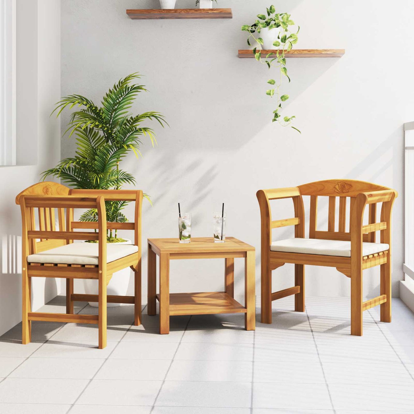 Rosenbank Natur 68,5 x 46 x 82,5 cm Massivholz Akazie