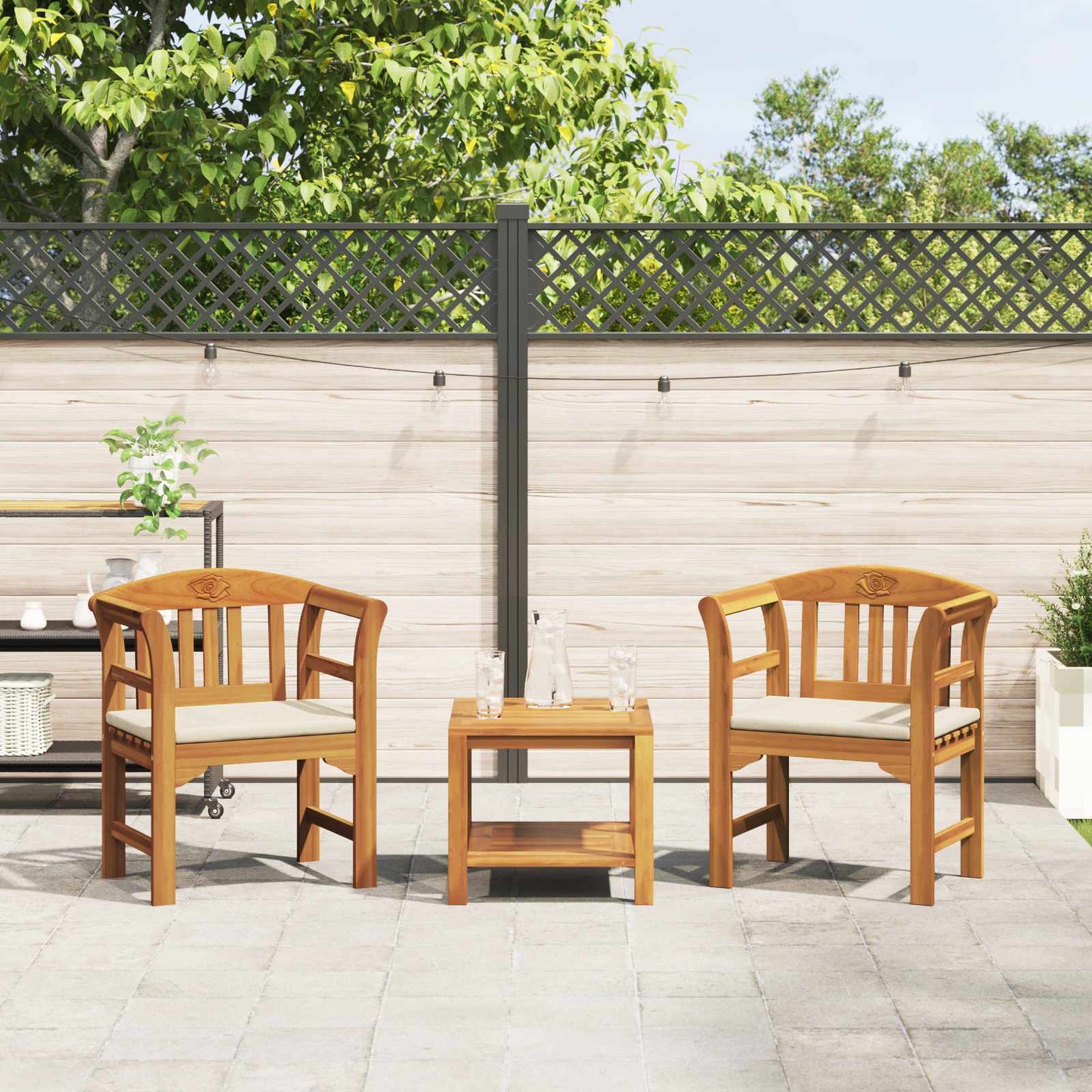 Rosenbank Natur 68,5 x 46 x 82,5 cm Massivholz Akazie