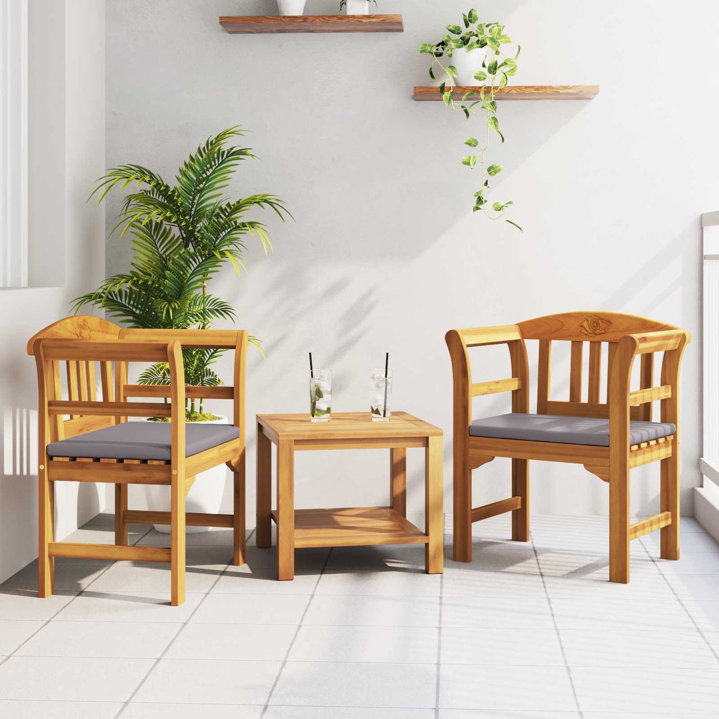 Rosenbank Natur 68,5 x 46 x 82,5 cm Massivholz Akazie