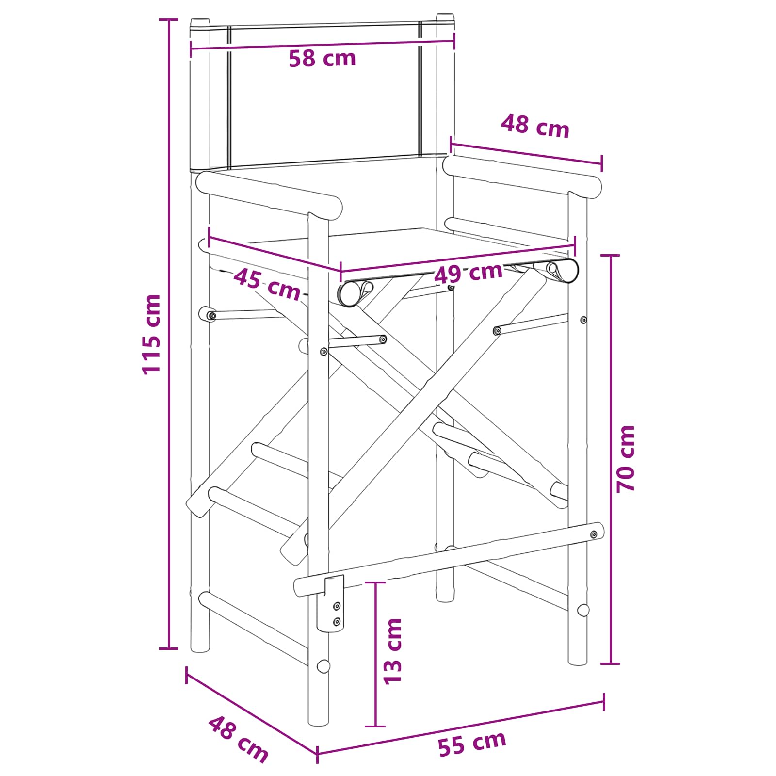 Folding Director's Chair 2 Stk. Natur Bambus