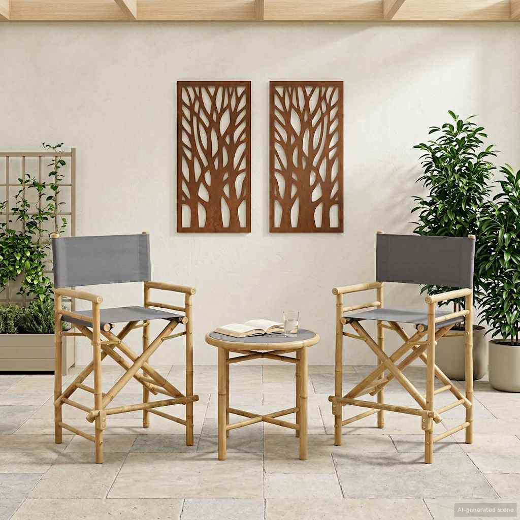 Folding Director's Chair 2 Stk. Natur Bambus