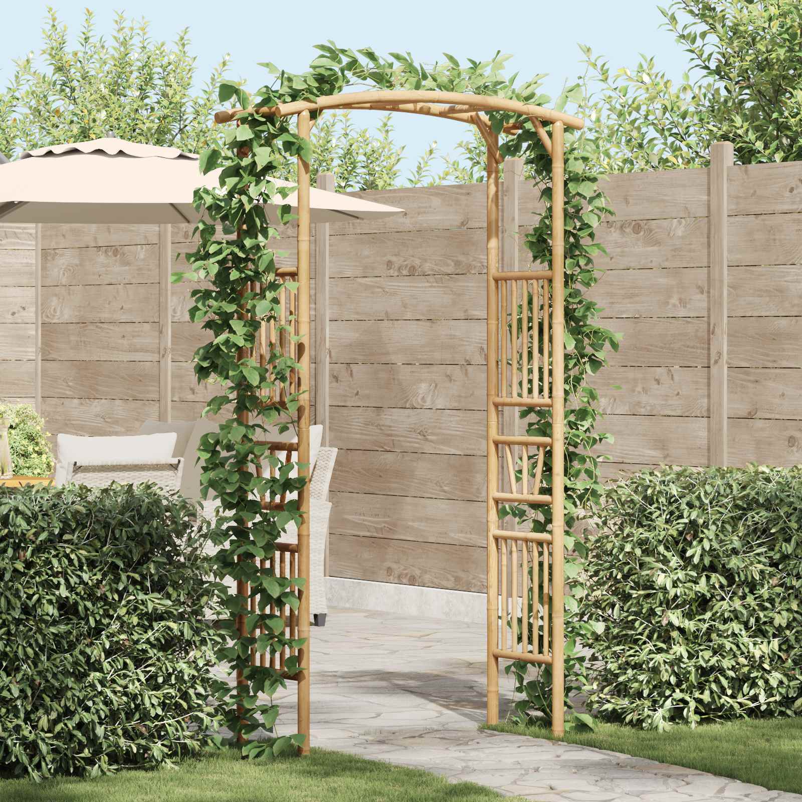 Gartenbogen Natur 110 x 40 x 205 cm Bambus