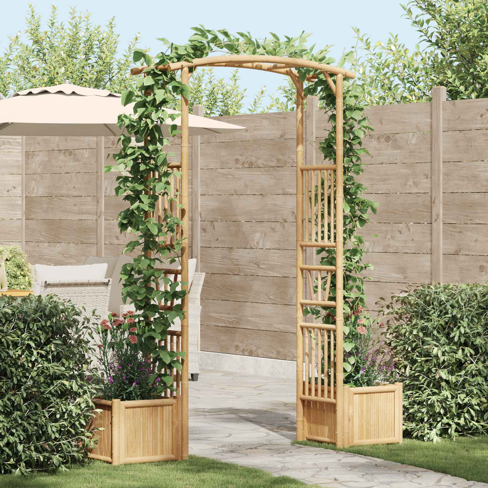 Gartenbogen Natur 177 x 40 x 205 cm Bambus