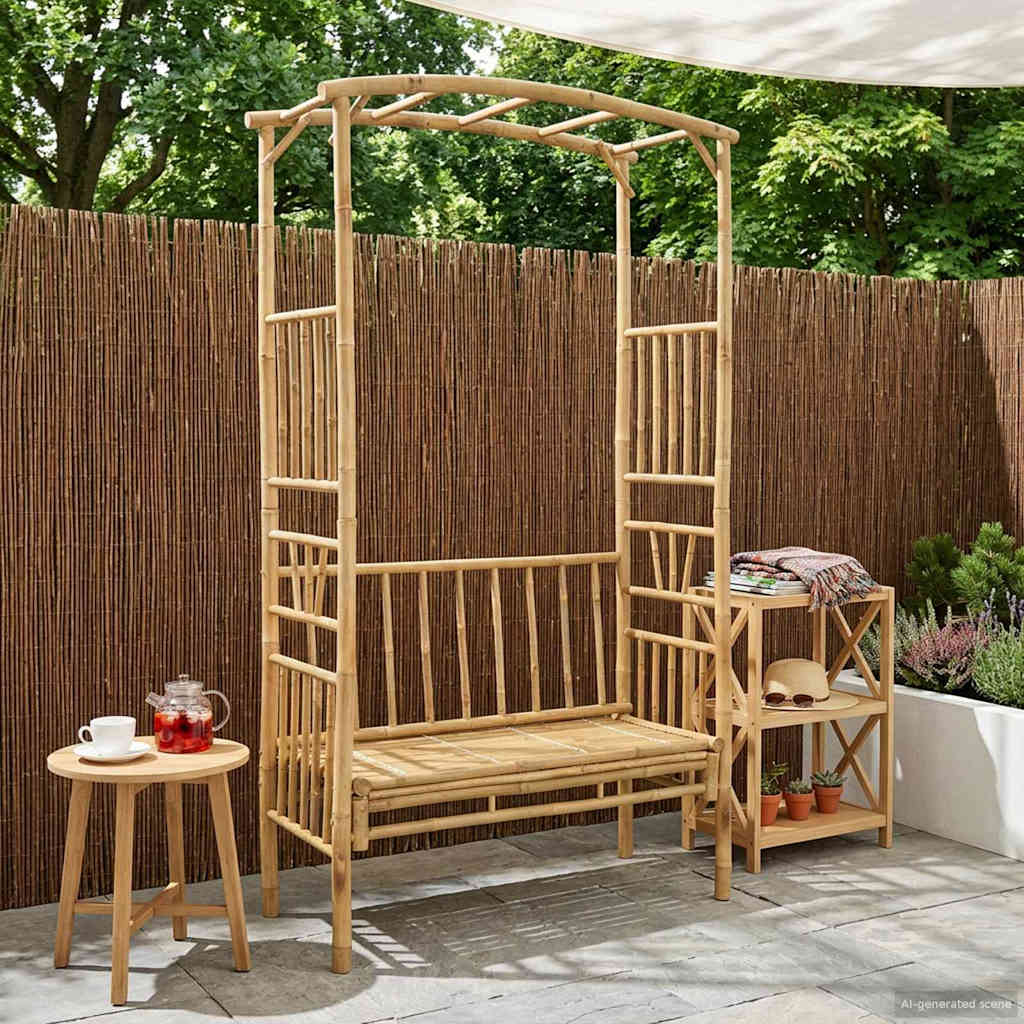 Gartenbogen mit Sitzbank 115 x 50 x 205 cm Bambus