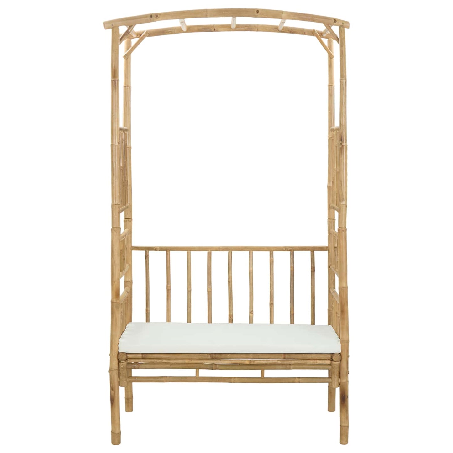 Gartenbogen mit Sitzbank Cremeweiß 115 x 50 x 205 cm Bambus