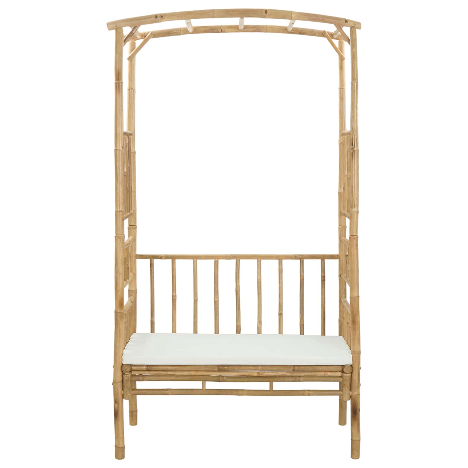 Gartenbogen mit Sitzbank Cremeweiß 115 x 50 x 205 cm Bambus