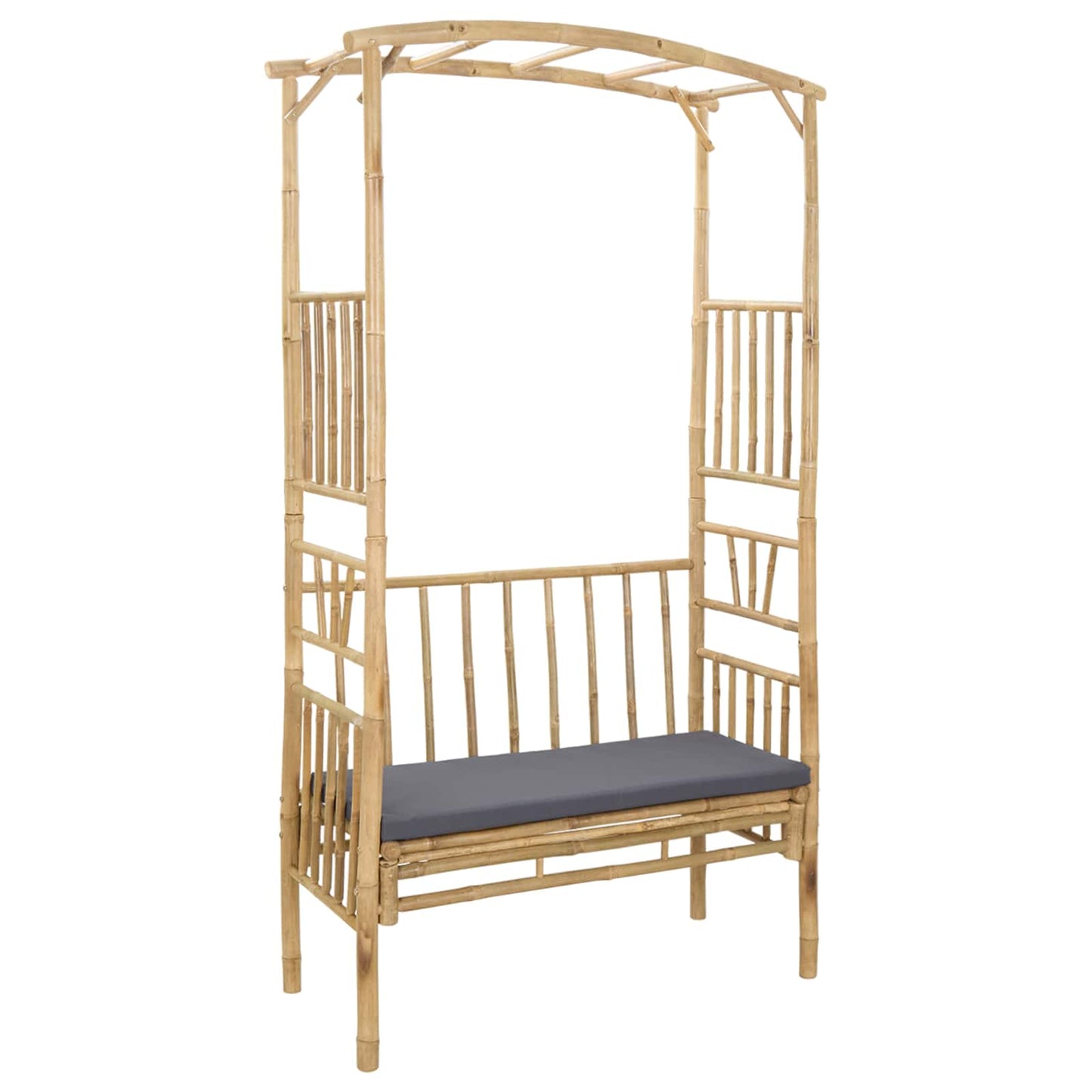 Gartenbogen mit Sitzbank Dunkelgrau 115 x 50 x 205 cm Bambus