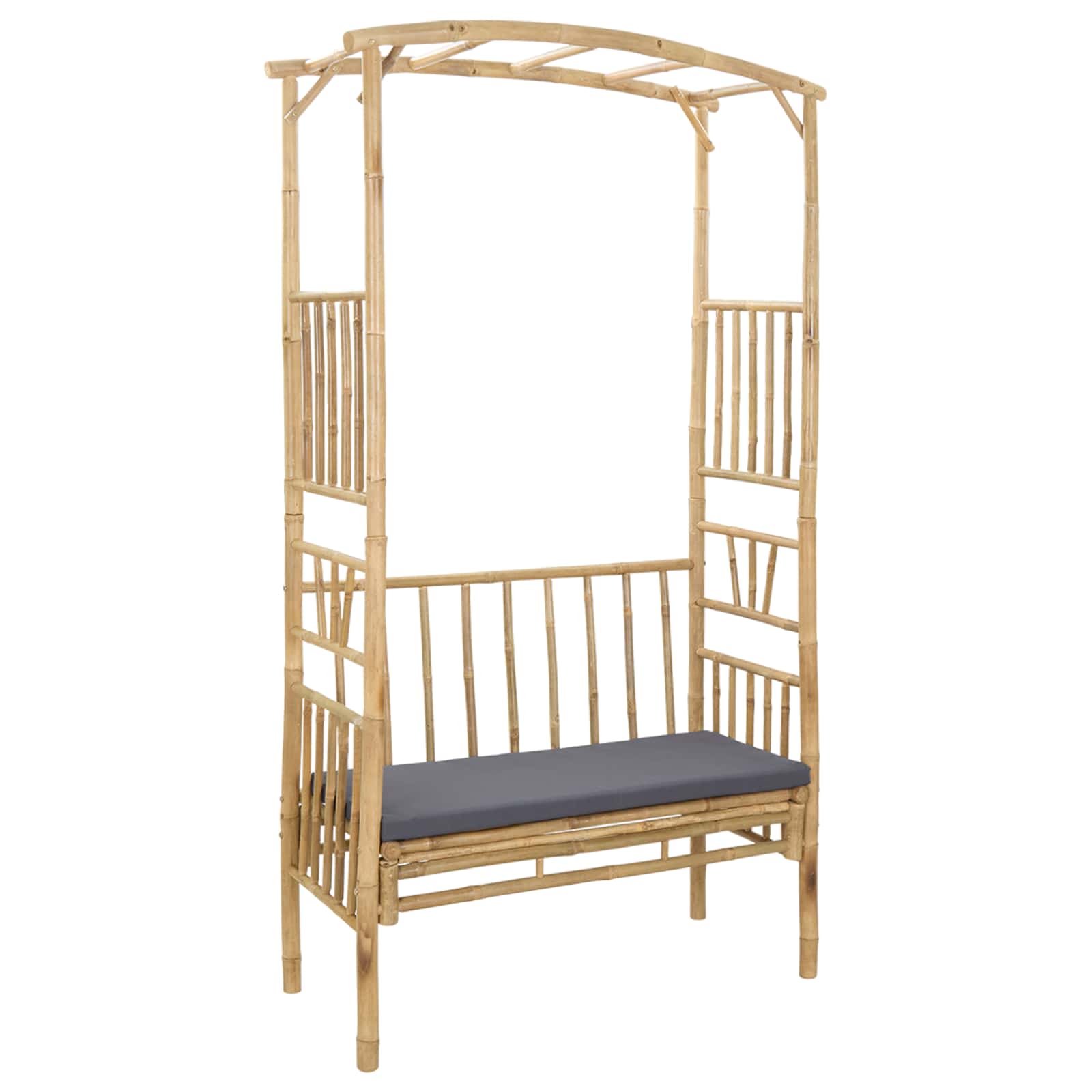 Gartenbogen mit Sitzbank Dunkelgrau 115 x 50 x 205 cm Bambus