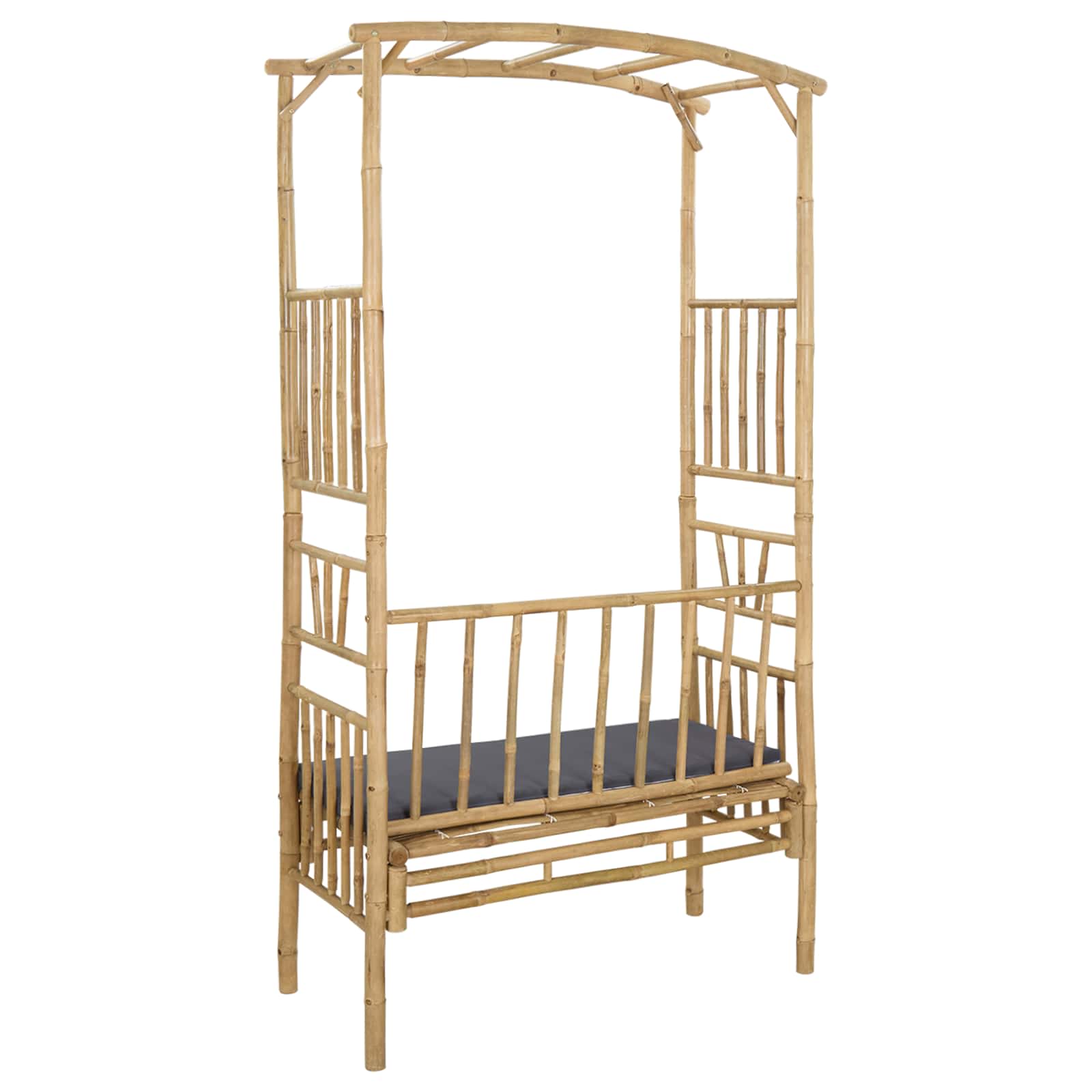 Gartenbogen mit Sitzbank Dunkelgrau 115 x 50 x 205 cm Bambus