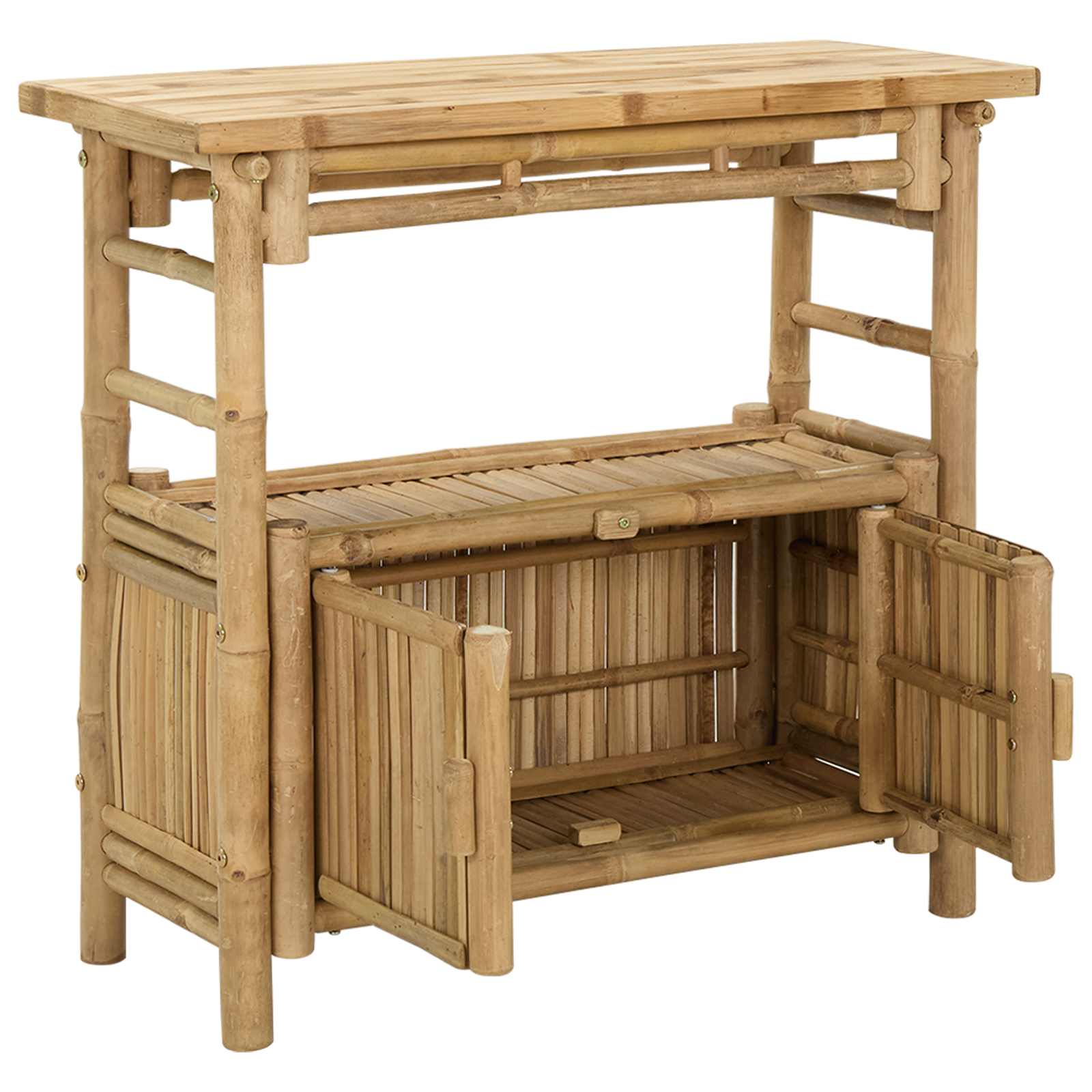 Konsolentisch mit Regal mit Tür Natur 80 x 35 x 75 cm Bambus