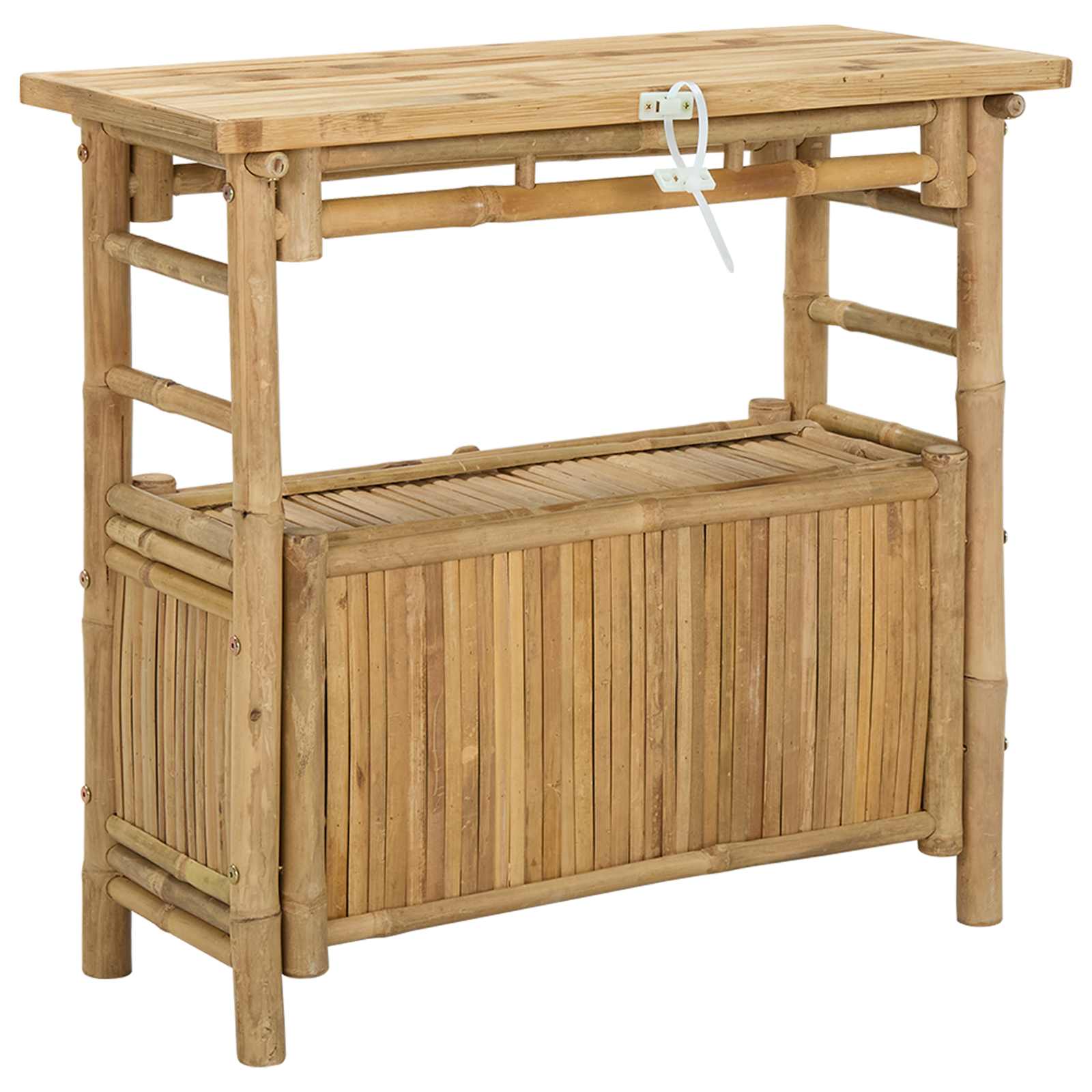 Konsolentisch mit Regal mit Tür Natur 80 x 35 x 75 cm Bambus