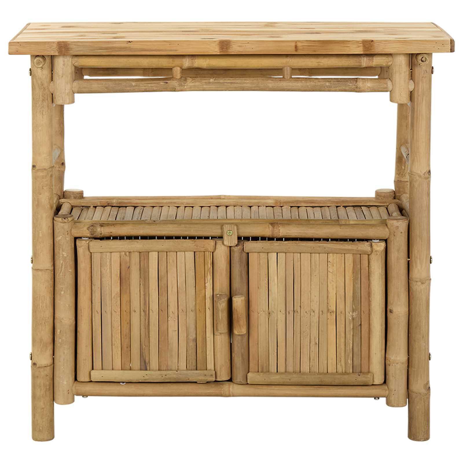 Konsolentisch mit Regal mit Tür Natur 80 x 35 x 75 cm Bambus