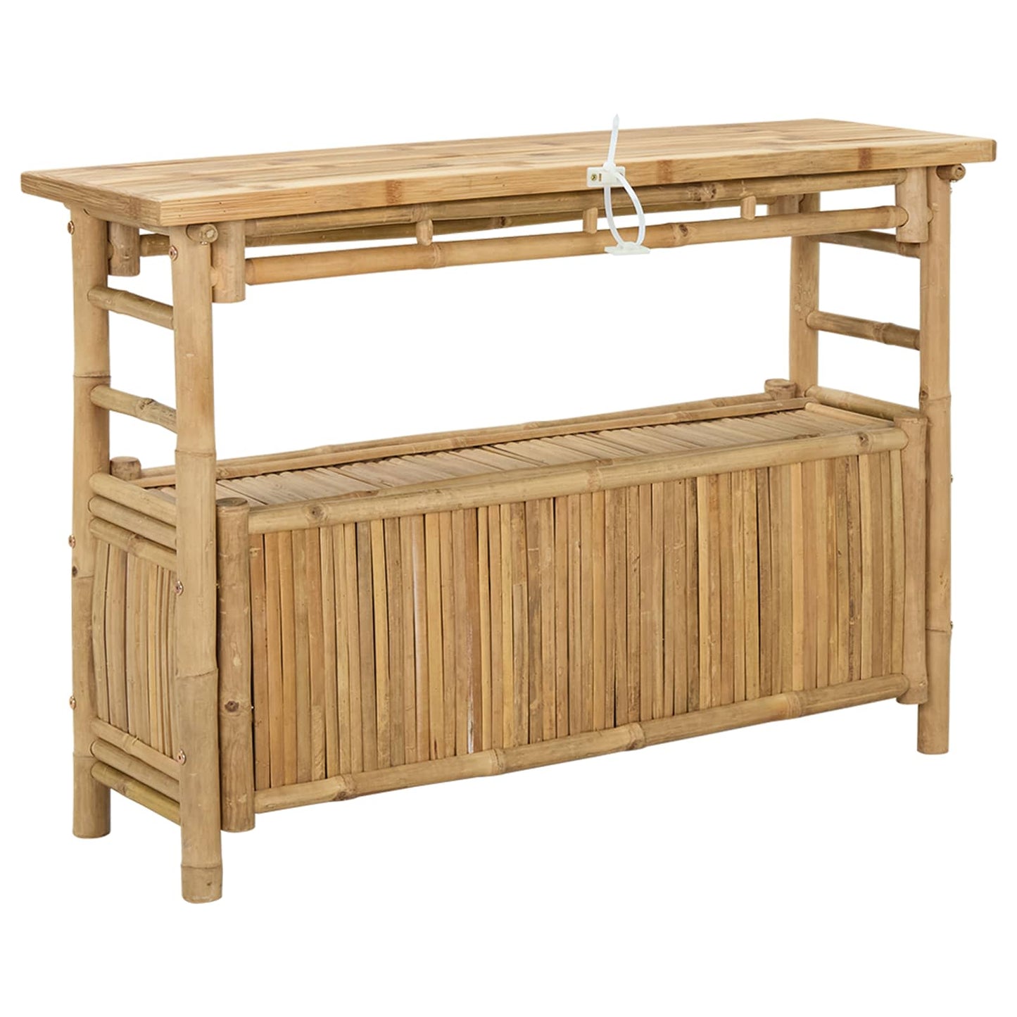 Konsolentisch mit Regal mit Tür Natur 110 x 35 x 75 cm Bambus