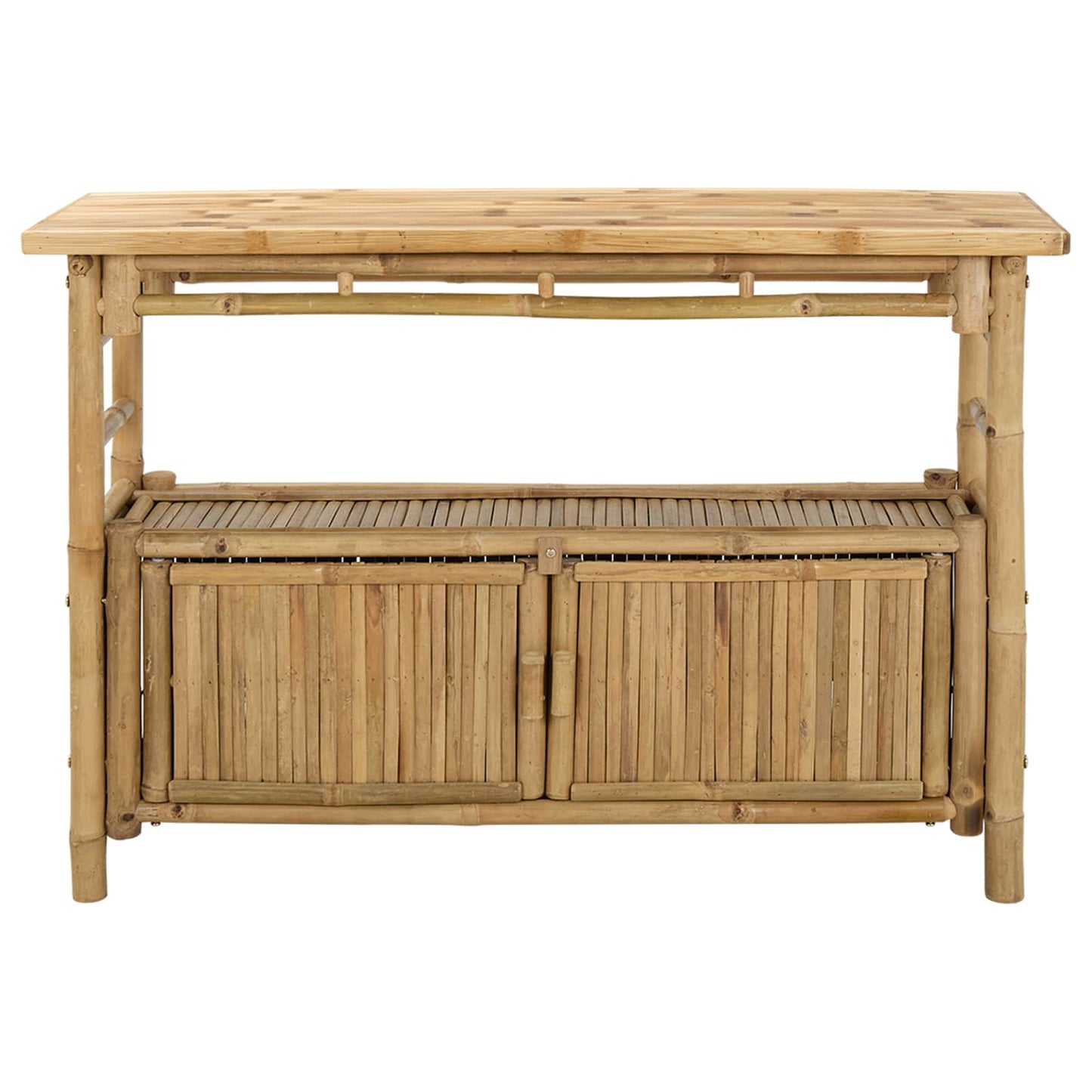 Konsolentisch mit Regal mit Tür Natur 110 x 35 x 75 cm Bambus