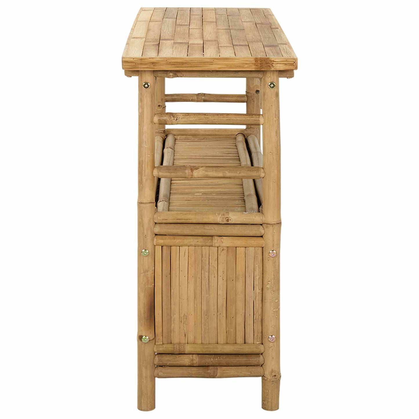 Konsolentisch mit Regal mit Tür Natur 110 x 35 x 75 cm Bambus