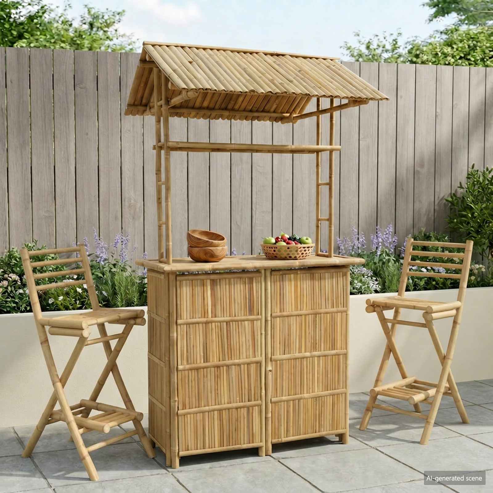Outdoor Bartisch Natur 115 x 95 x 214 cm Bambus