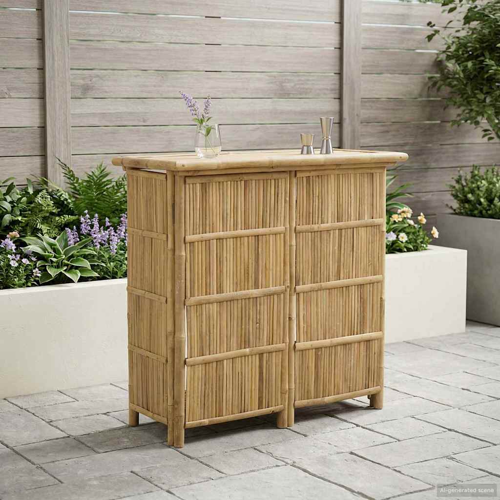 Outdoor Bartisch Natur 115 x 55 x 105 cm Bambus