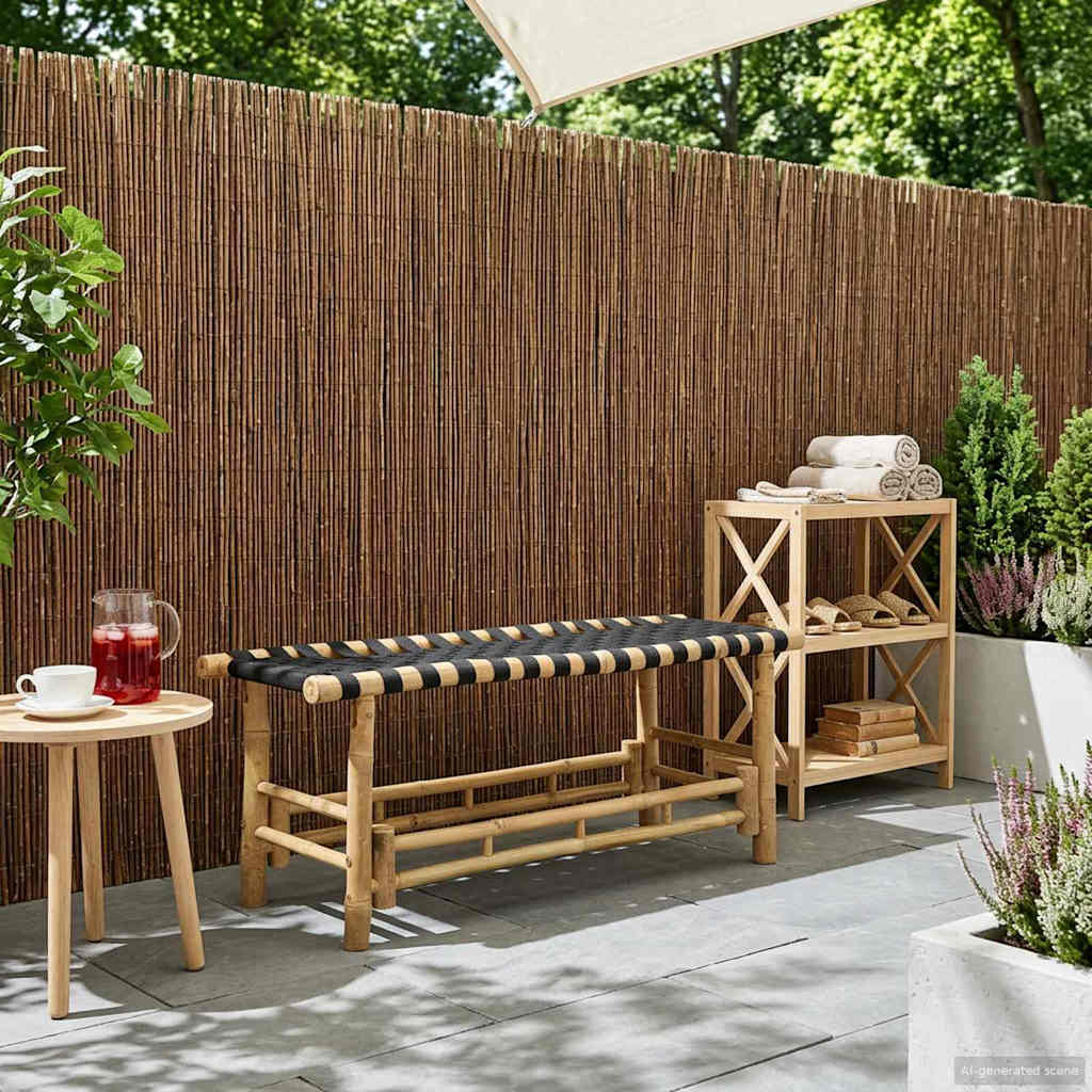 Gartenbank 110 x 38 x 40 cm Bambus Natur Rechtwinklig