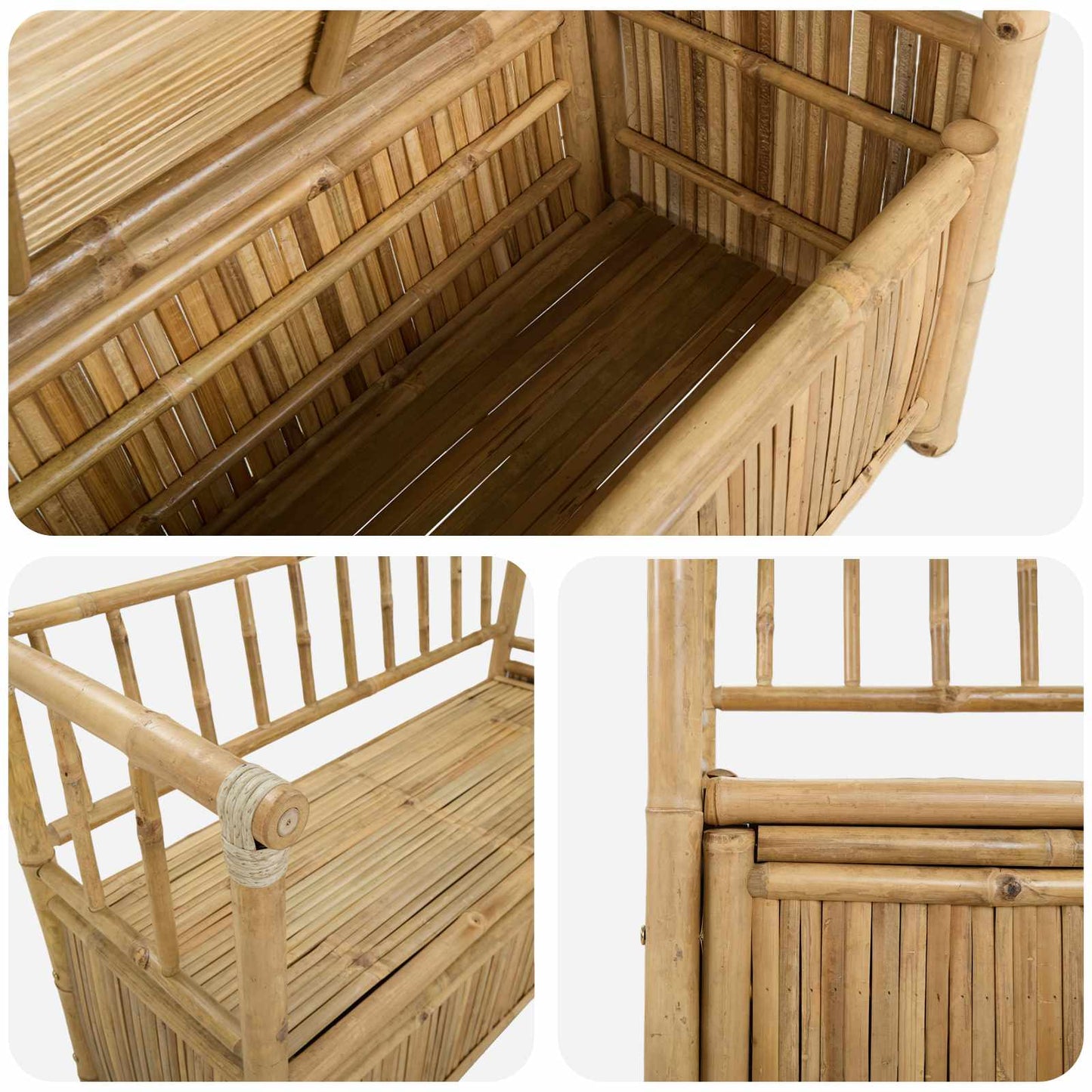 Garten-Aufbewahrungsbank 110 x 47 x 80 cm Bambus Natur