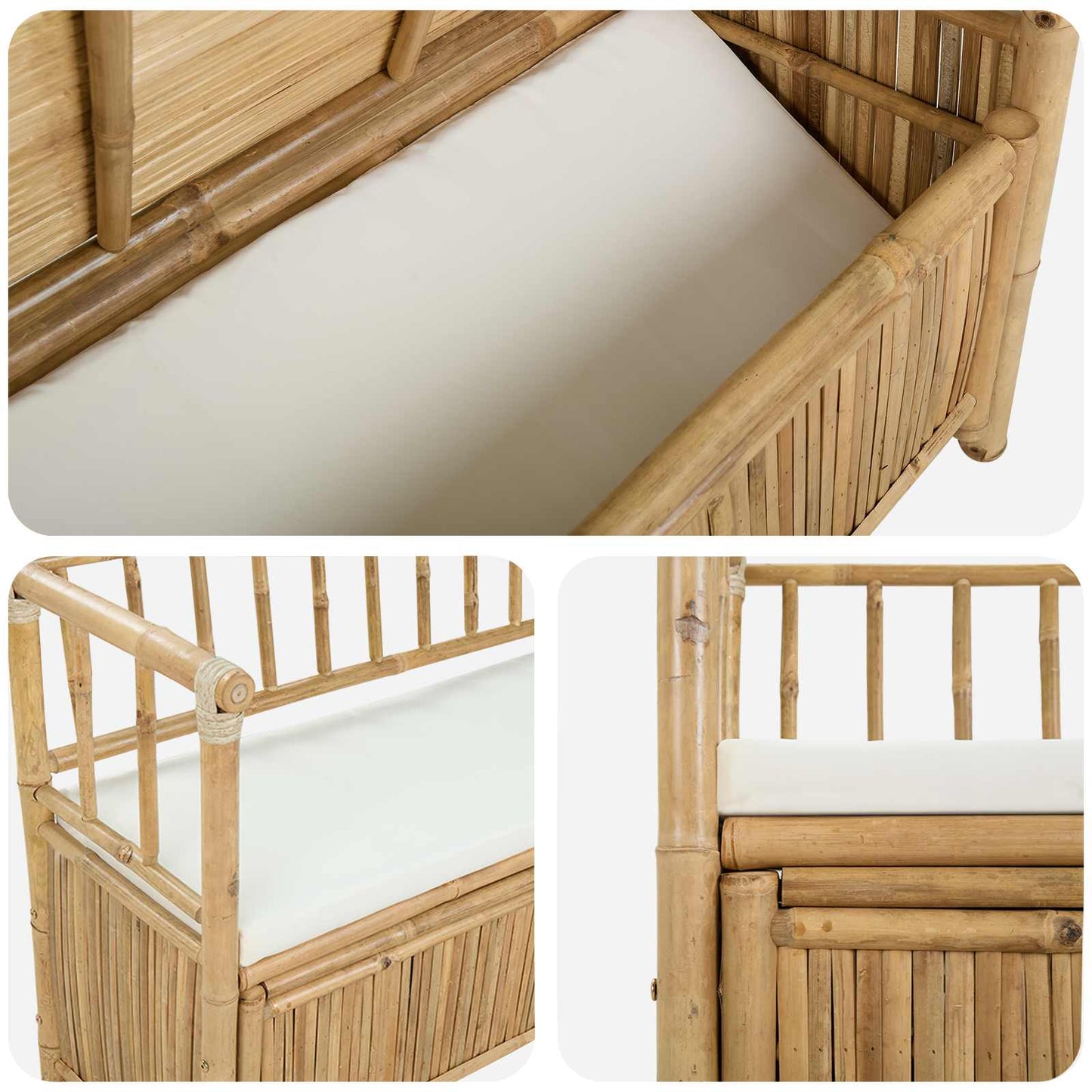 Garten-Aufbewahrungsbank 110 x 47 x 80 cm Bambus Natur
