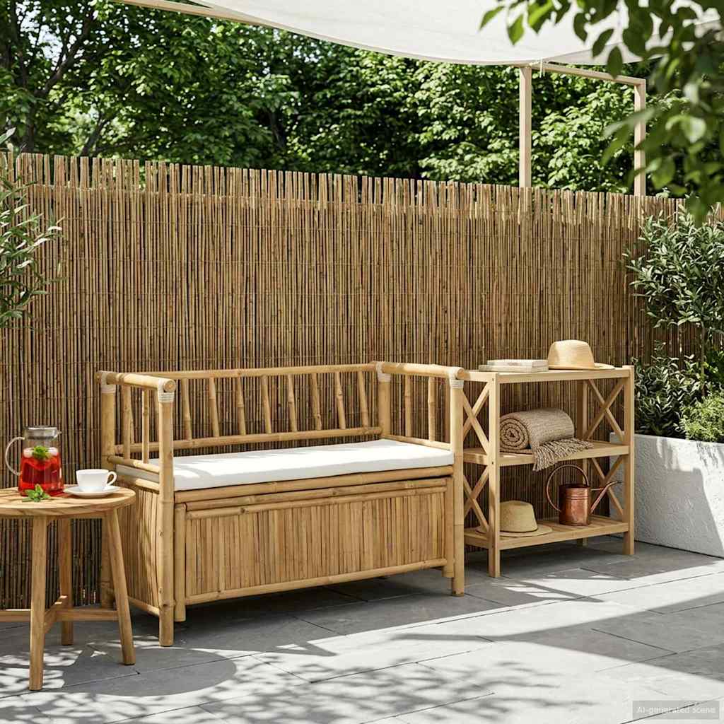 Garten-Aufbewahrungsbank 110 x 47 x 80 cm Bambus Natur