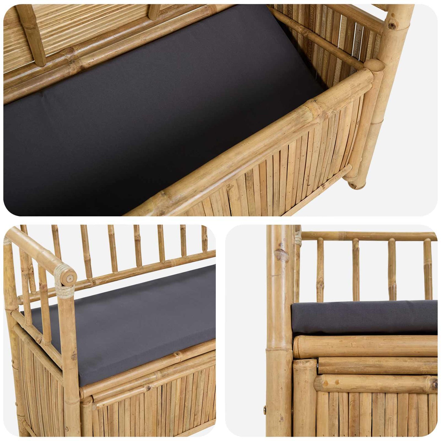 Garten-Aufbewahrungsbank 110 x 47 x 80 cm Bambus Natur
