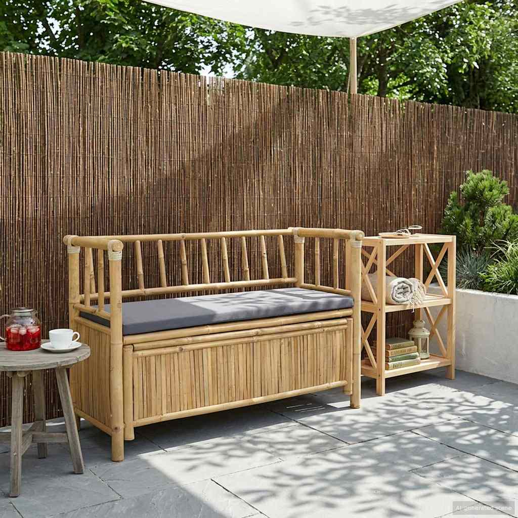Garten-Aufbewahrungsbank 110 x 47 x 80 cm Bambus Natur