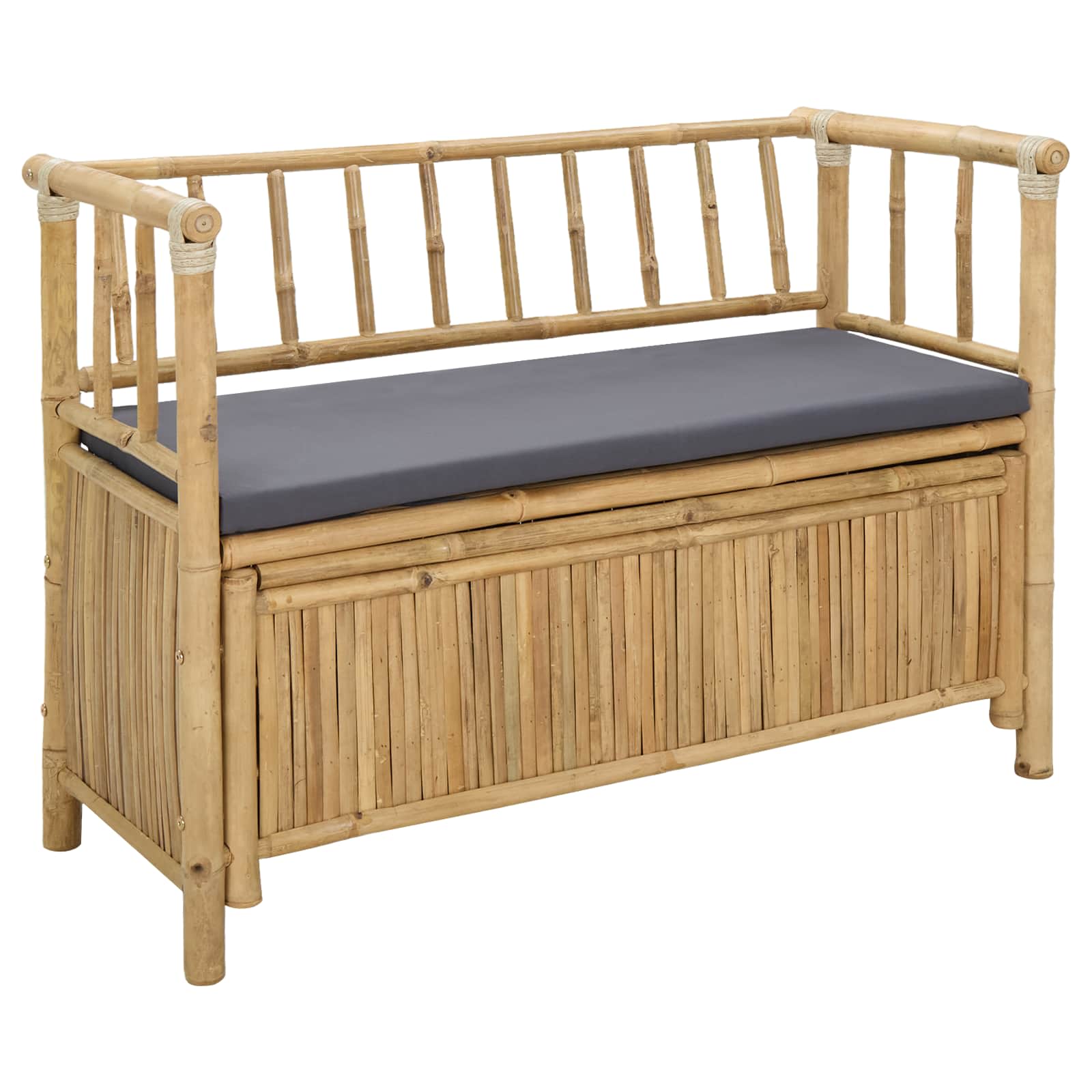 Garten-Aufbewahrungsbank 110 x 47 x 80 cm Bambus Natur