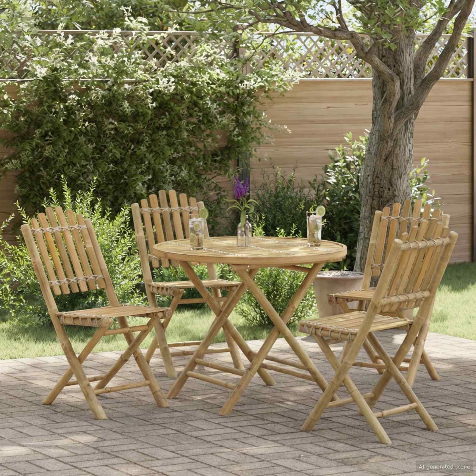 Gartenstuhl 4 Stk. Natur Bambus