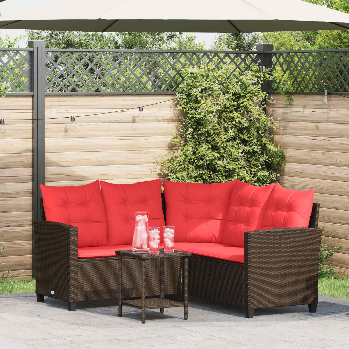 Outdoor-Sofagarnitur 2 stk. 5-Sitzanzahl Braun und Rot