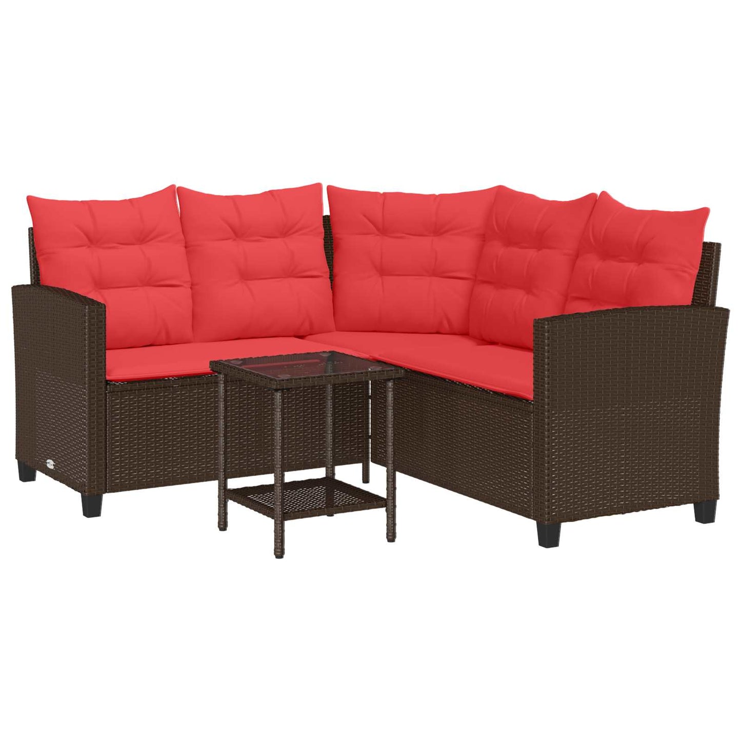 Outdoor-Sofagarnitur 2 stk. 5-Sitzanzahl Braun und Rot