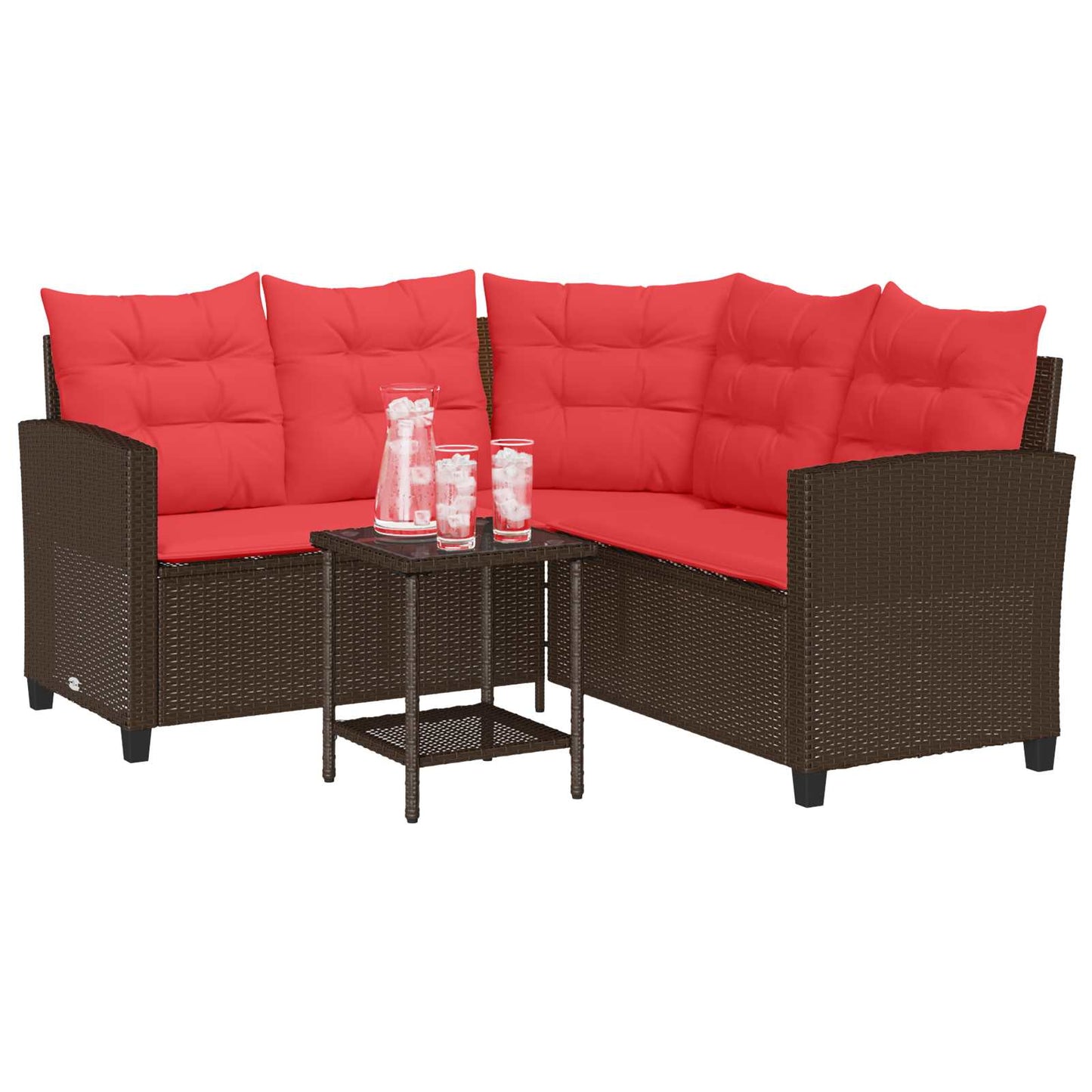 Outdoor-Sofagarnitur 2 stk. 5-Sitzanzahl Braun und Rot