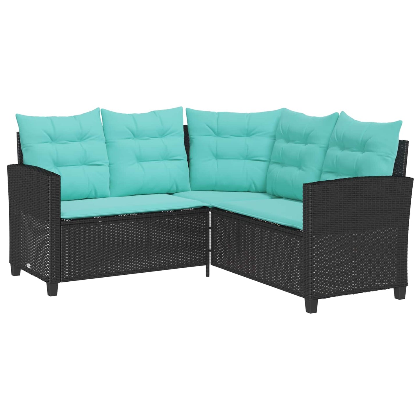 Garten-Sofa 2 stk. 5-Sitzanzahl Schwarz und Türkis Poly Rattan