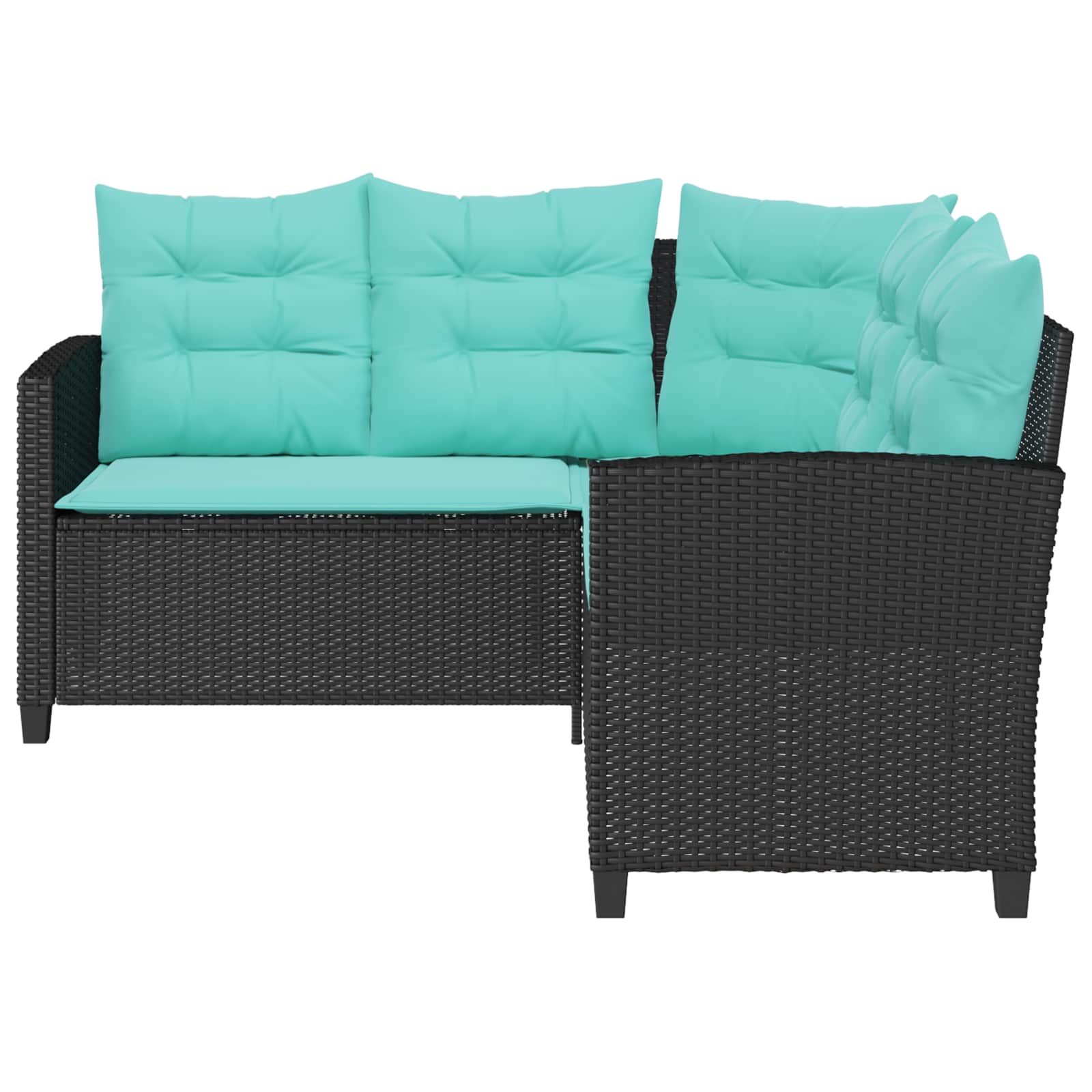 Garten-Sofa 2 stk. 5-Sitzanzahl Schwarz und Türkis Poly Rattan