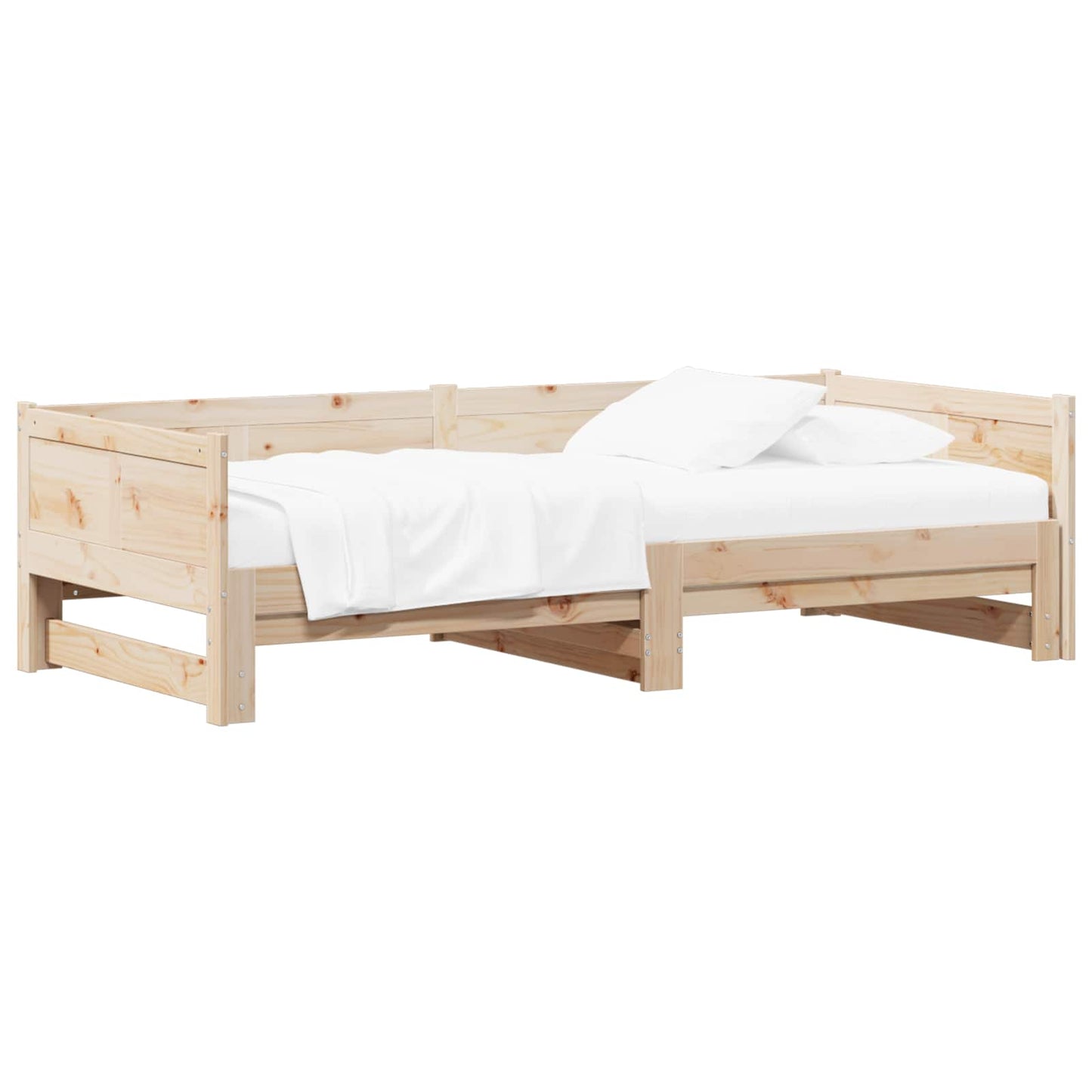 Ausziehbares Tagesbett Natur 180 x 200 cm Massives Kiefernholz