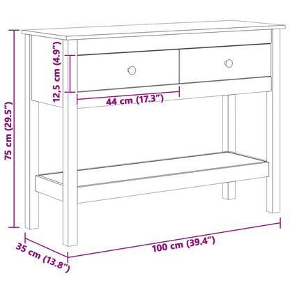 Konsolentisch Wachsbraun 100 x 35 x 75 cm Massives Kiefernholz