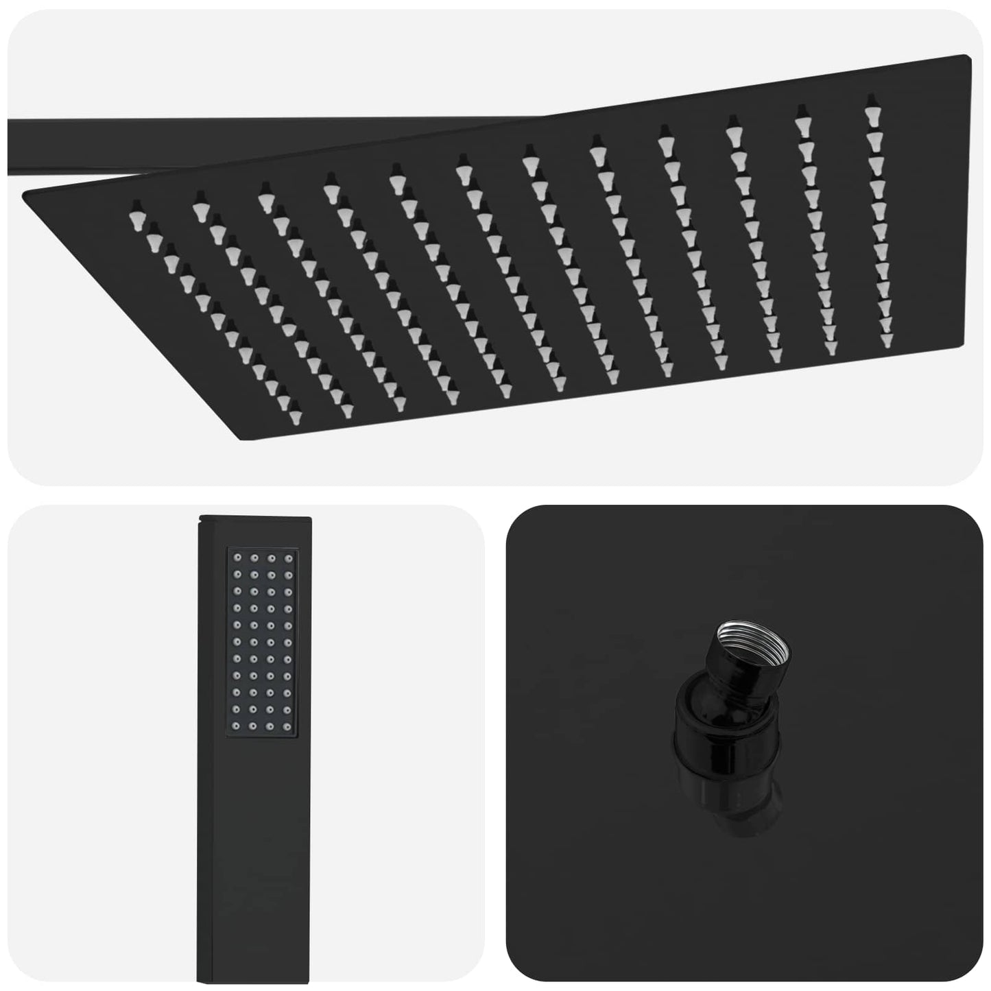 Verborgenes Duschsystem (Quadrat) Schwarz Edelstahl 201