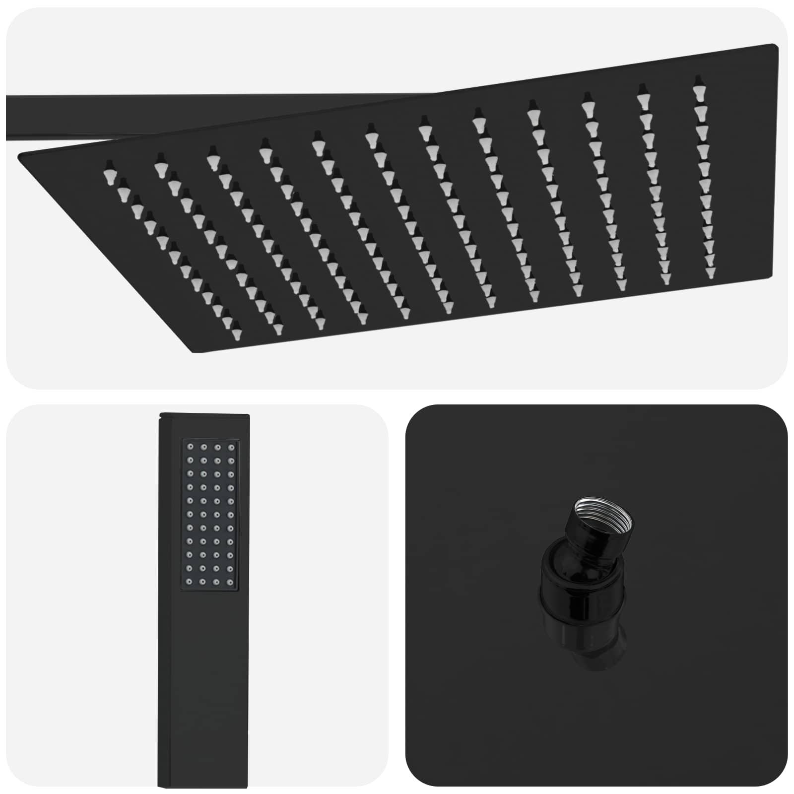Verborgenes Duschsystem (Quadrat) Schwarz Edelstahl 201