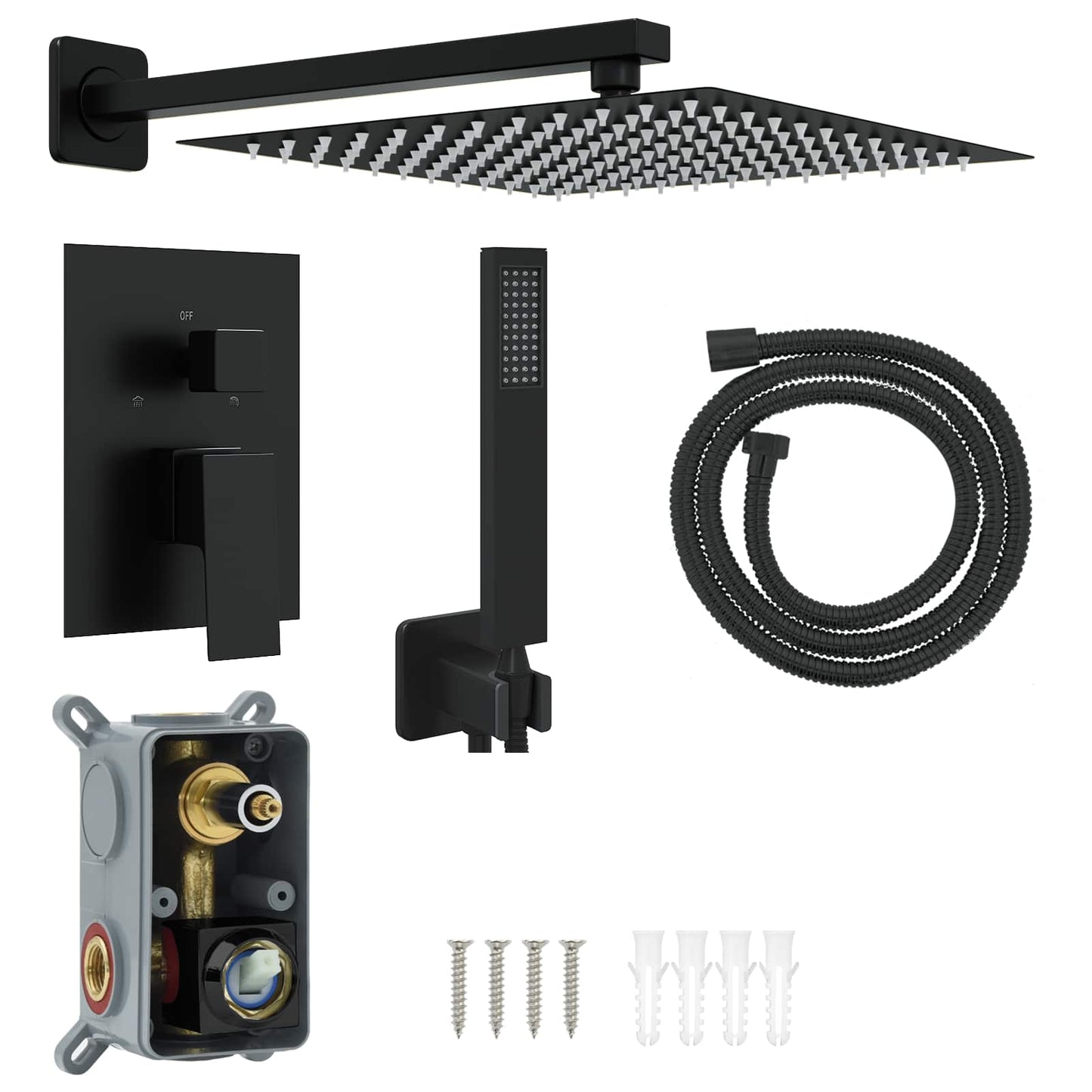 Verborgenes Duschsystem (Quadrat) Schwarz Edelstahl 201