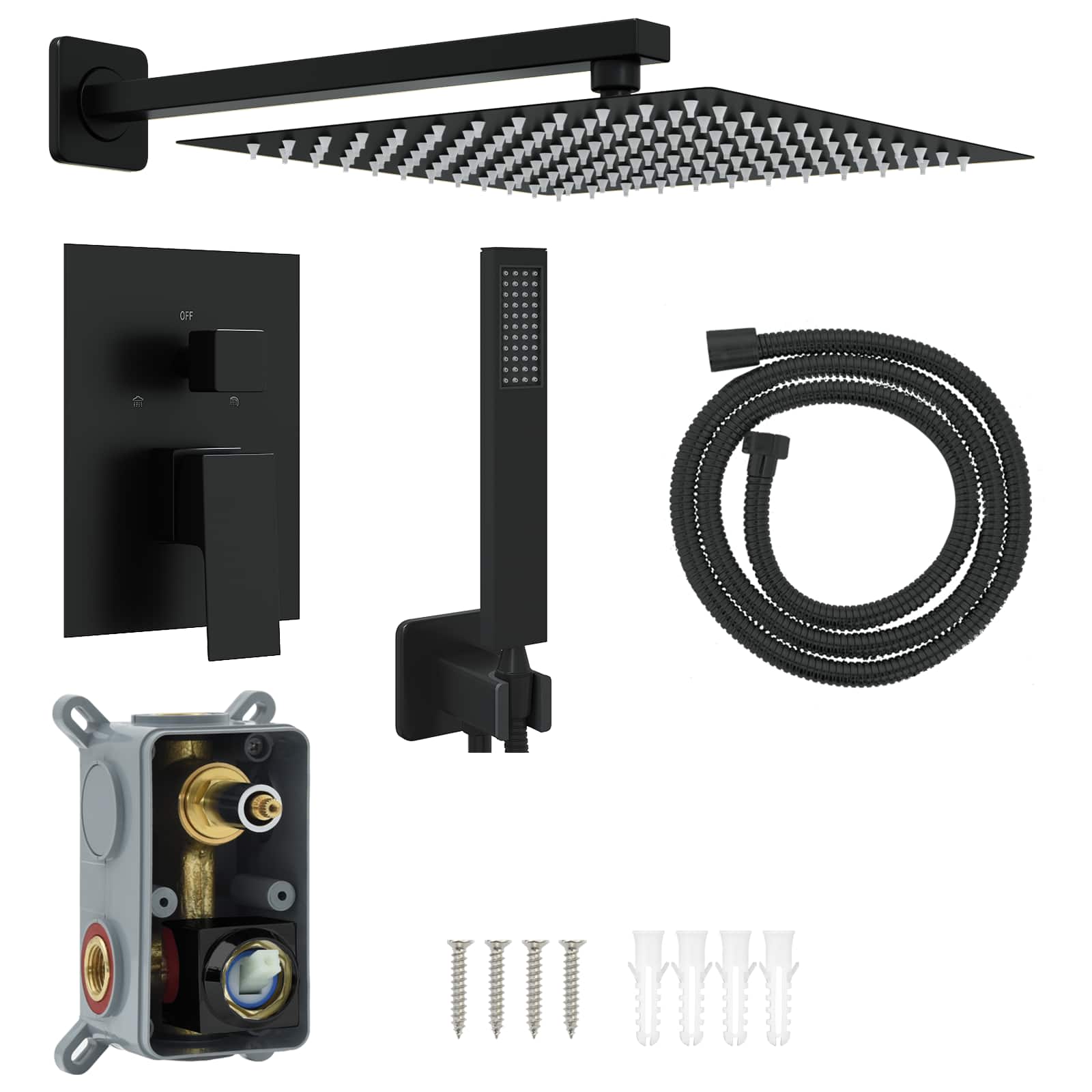 Verborgenes Duschsystem (Quadrat) Schwarz Edelstahl 201