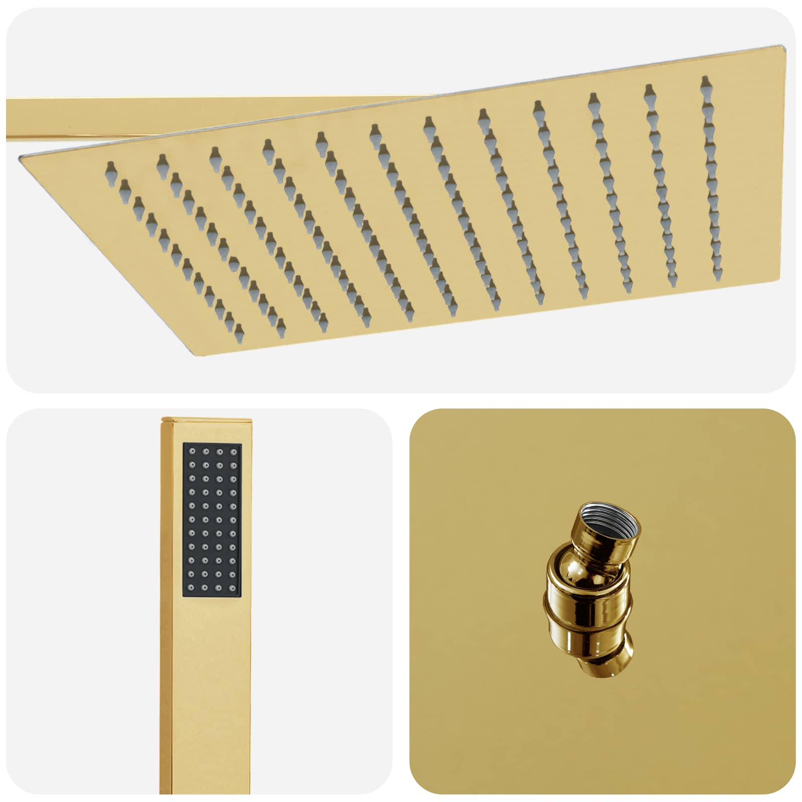 Verborgenes Duschsystem (Quadrat) Gold Edelstahl 201