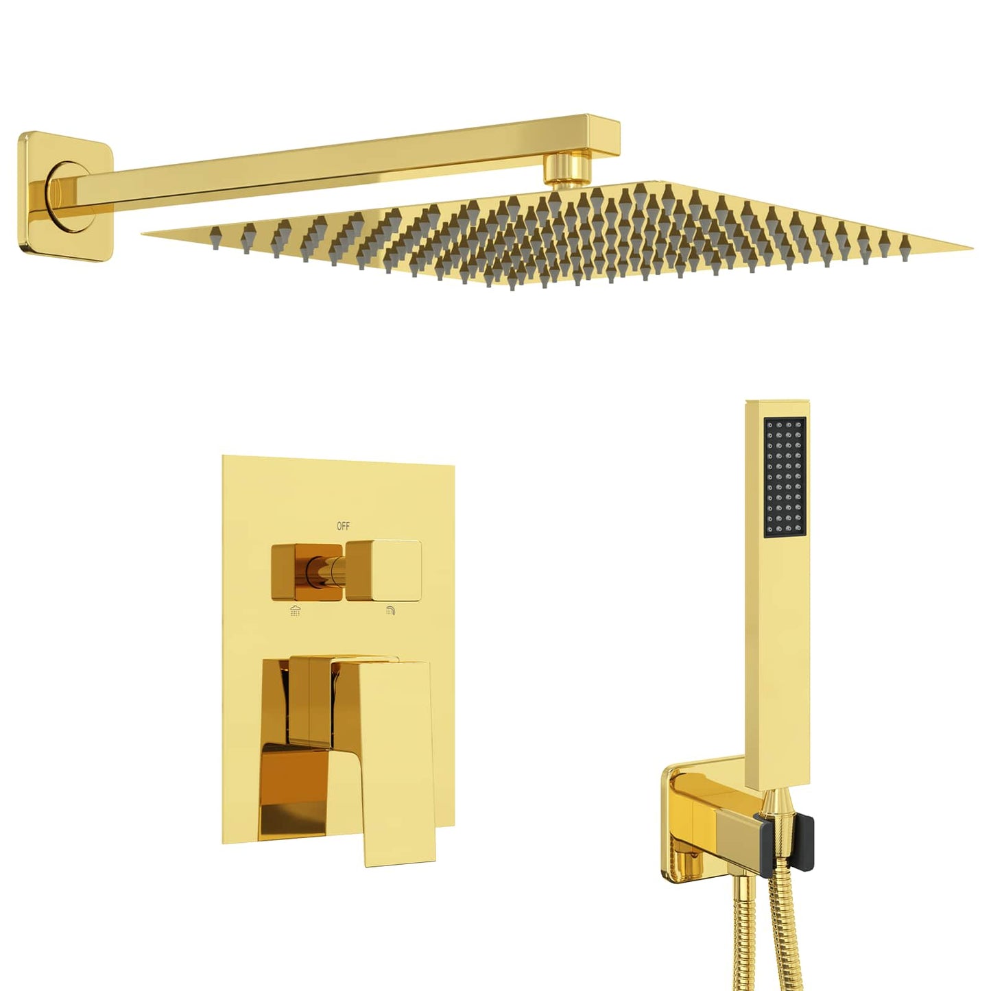 Verborgenes Duschsystem (Quadrat) Gold Edelstahl 201