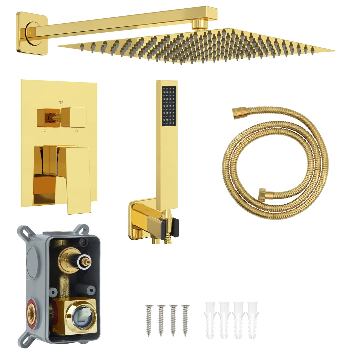 Verborgenes Duschsystem (Quadrat) Gold Edelstahl 201