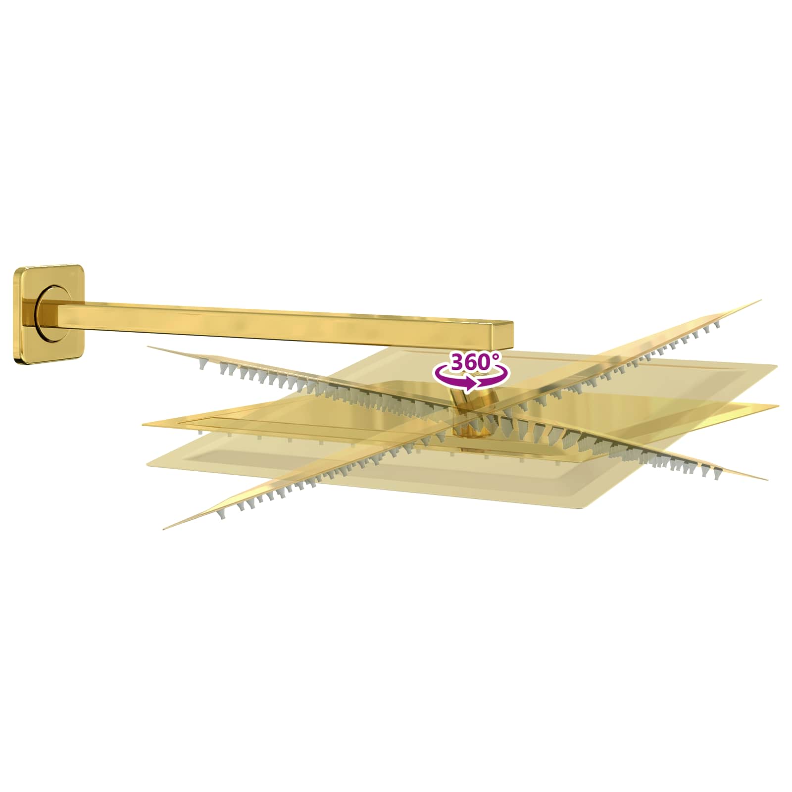 Verborgenes Duschsystem (Quadrat) Gold Edelstahl 201